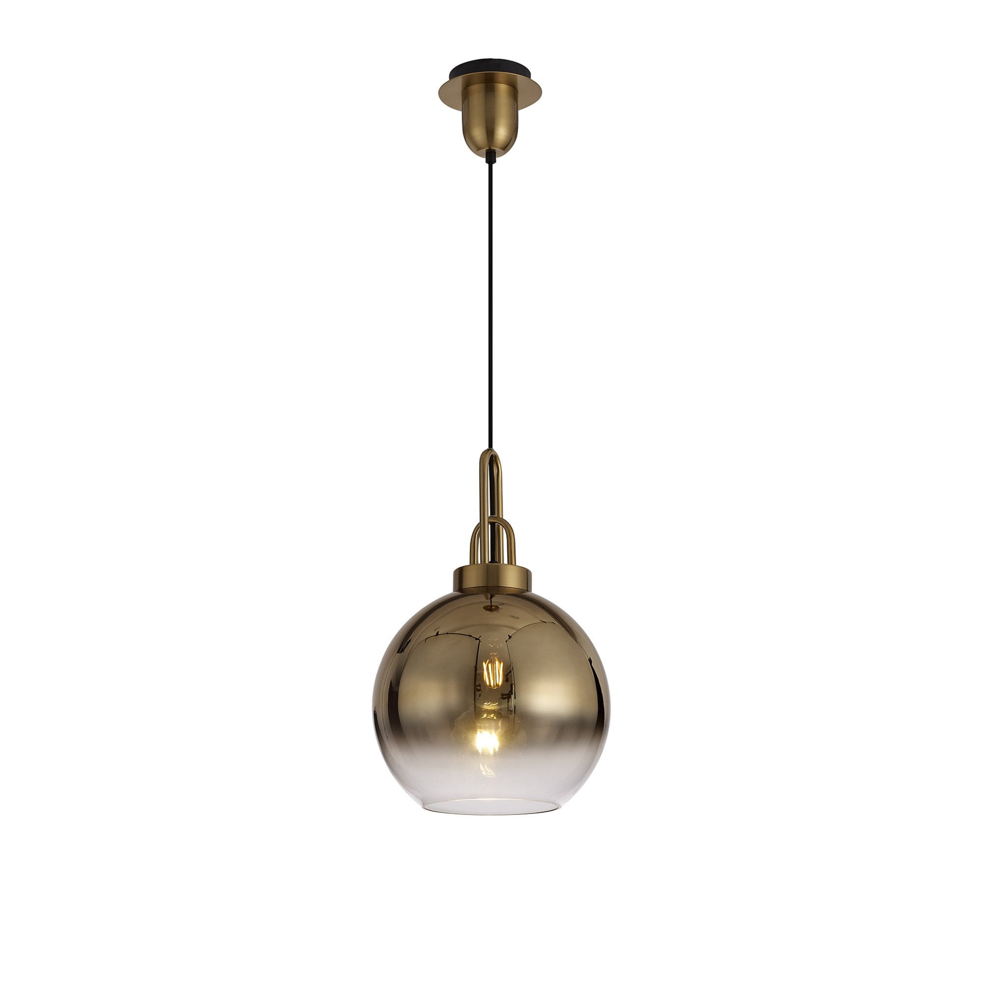 Fabula Springfield Single Pendant - 30cm Globe Glass Shade - Brass Gold & Brass Gold Fade Glass