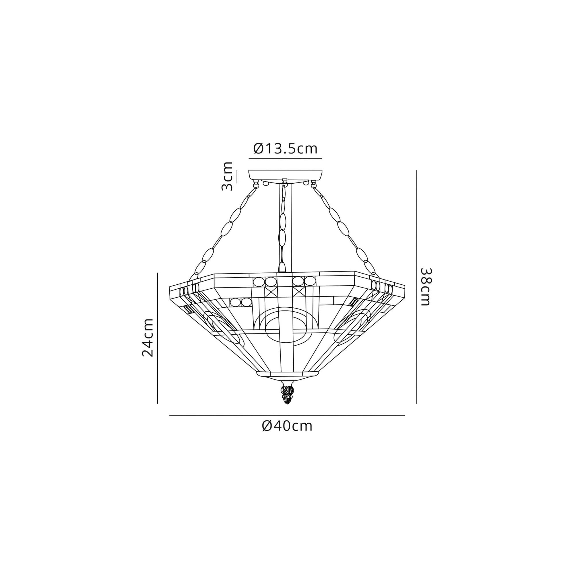 Fabula Cranbourne 3 Light Semi-Flush Light - 40cm Tiffany Shade - Grey