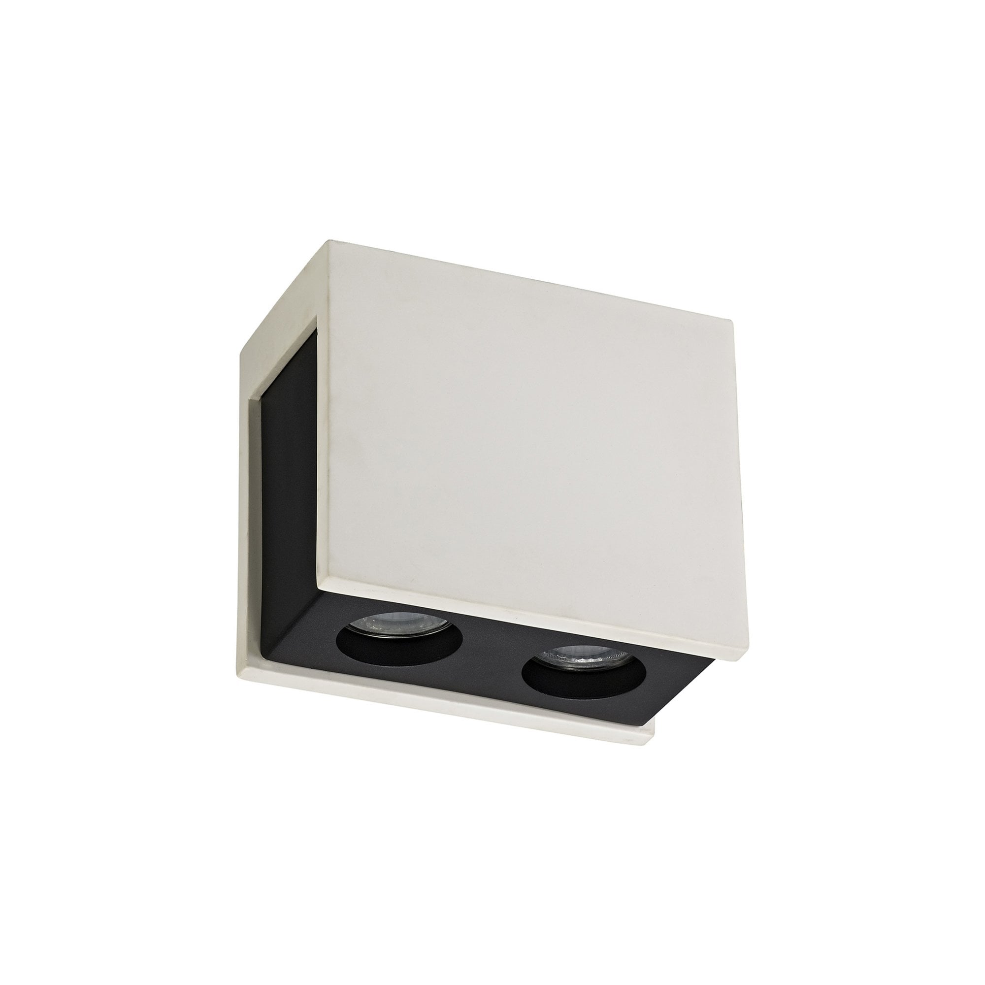 Fabula Trevose 2 Light Rectangular Ceiling Spot Light - White Paintable Gypsum & Matt Black Cover