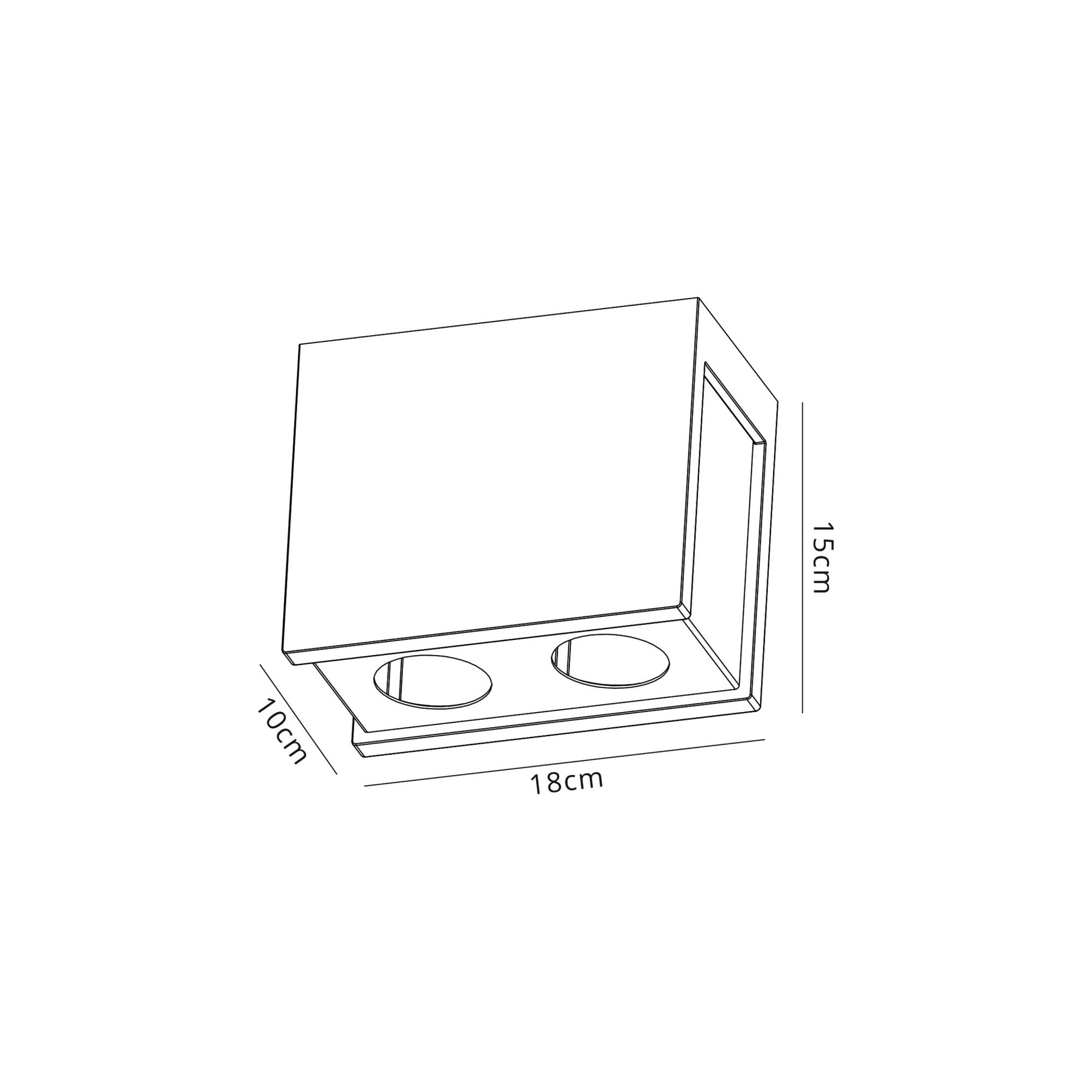 Fabula Trevose 2 Light Rectangular Ceiling Spot Light - White Paintable Gypsum & Matt Black Cover