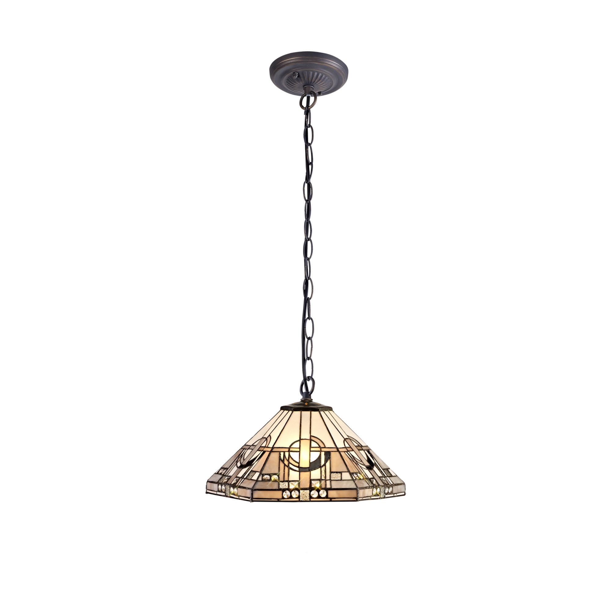 Fabula Cranbourne Single Downlighter Pendant - 40cm Tiffany Shade - Grey