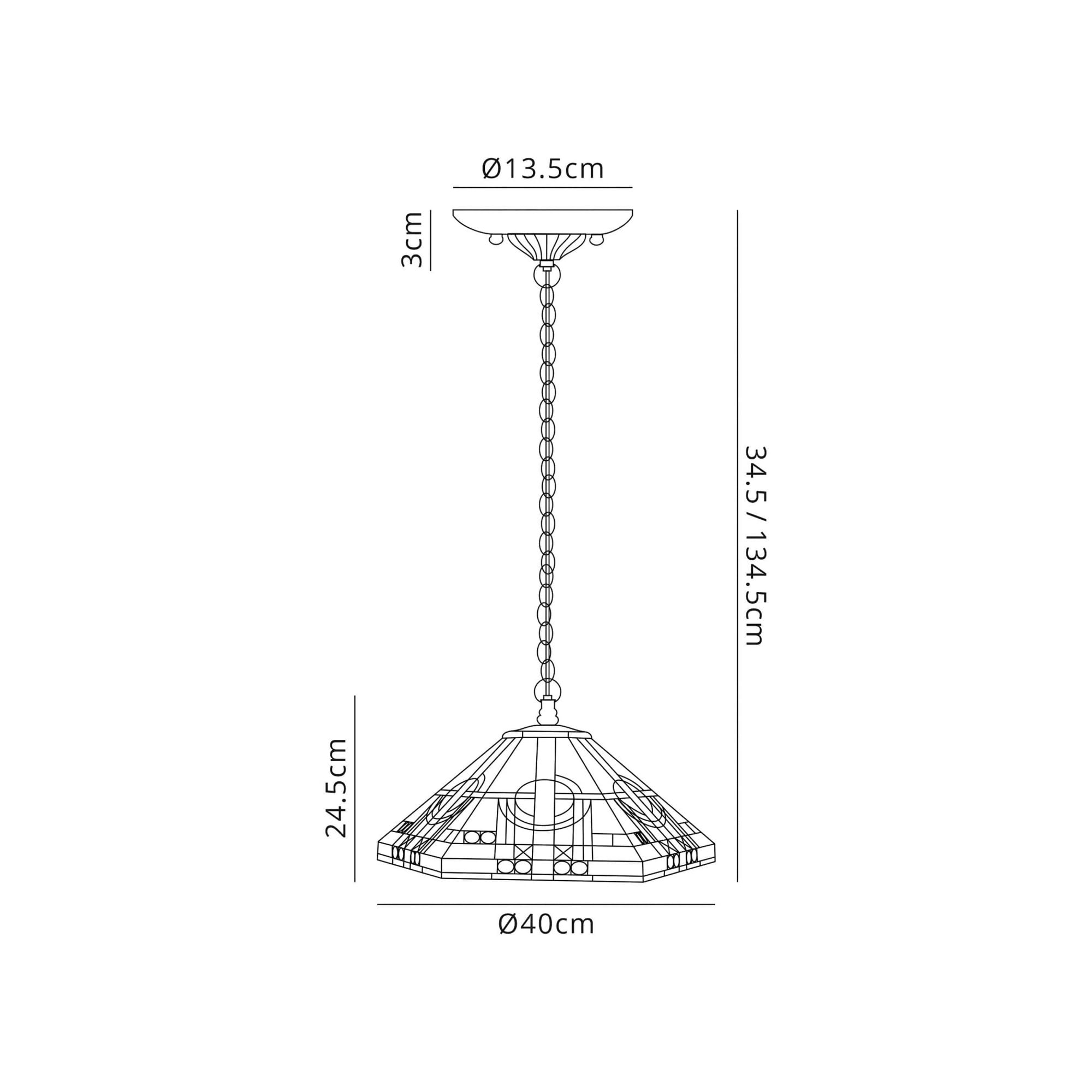 Fabula Cranbourne Single Downlighter Pendant - 40cm Tiffany Shade - Grey