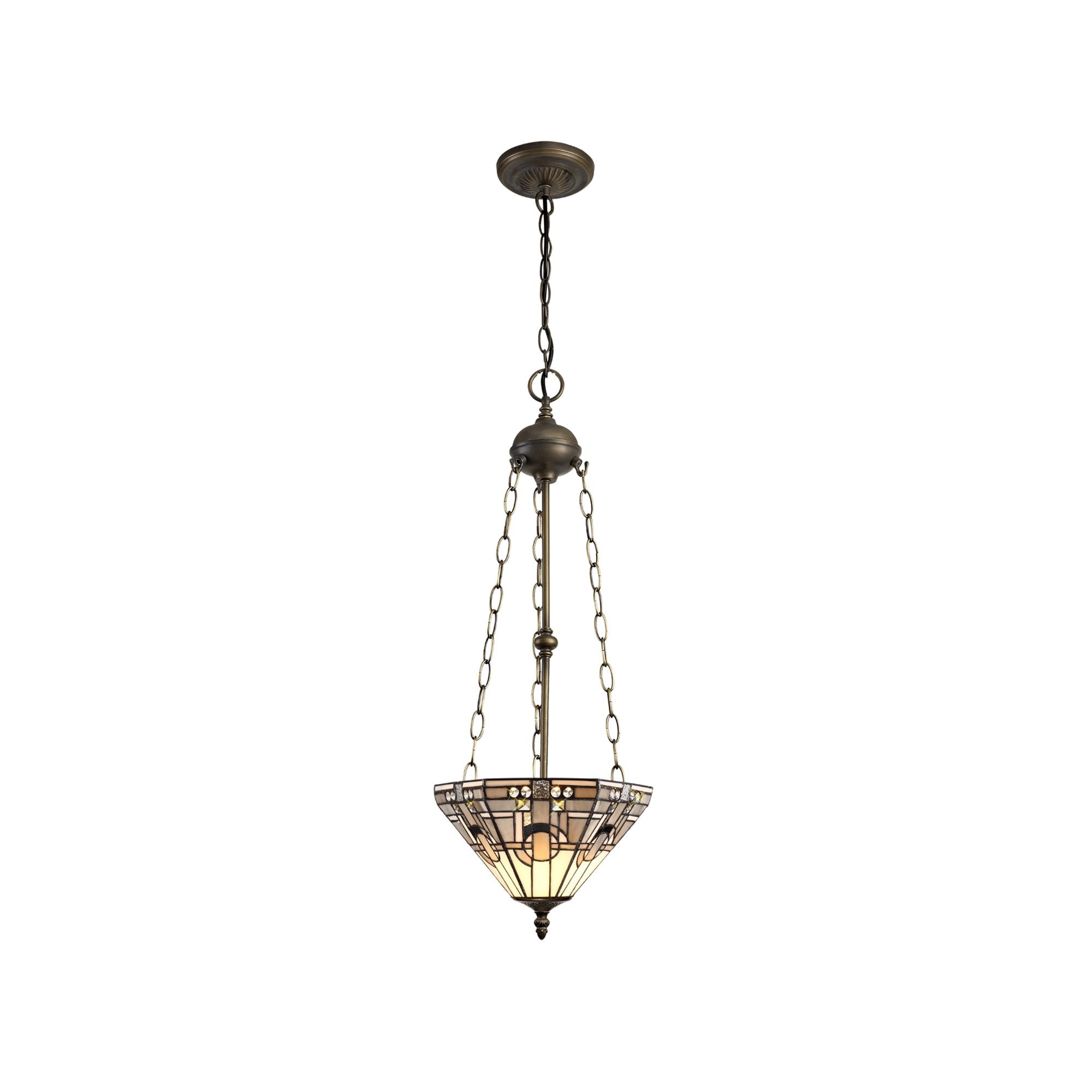 Fabula Cranbourne 3 Light Uplighter Pendant - 30cm Tiffany Shade - Grey