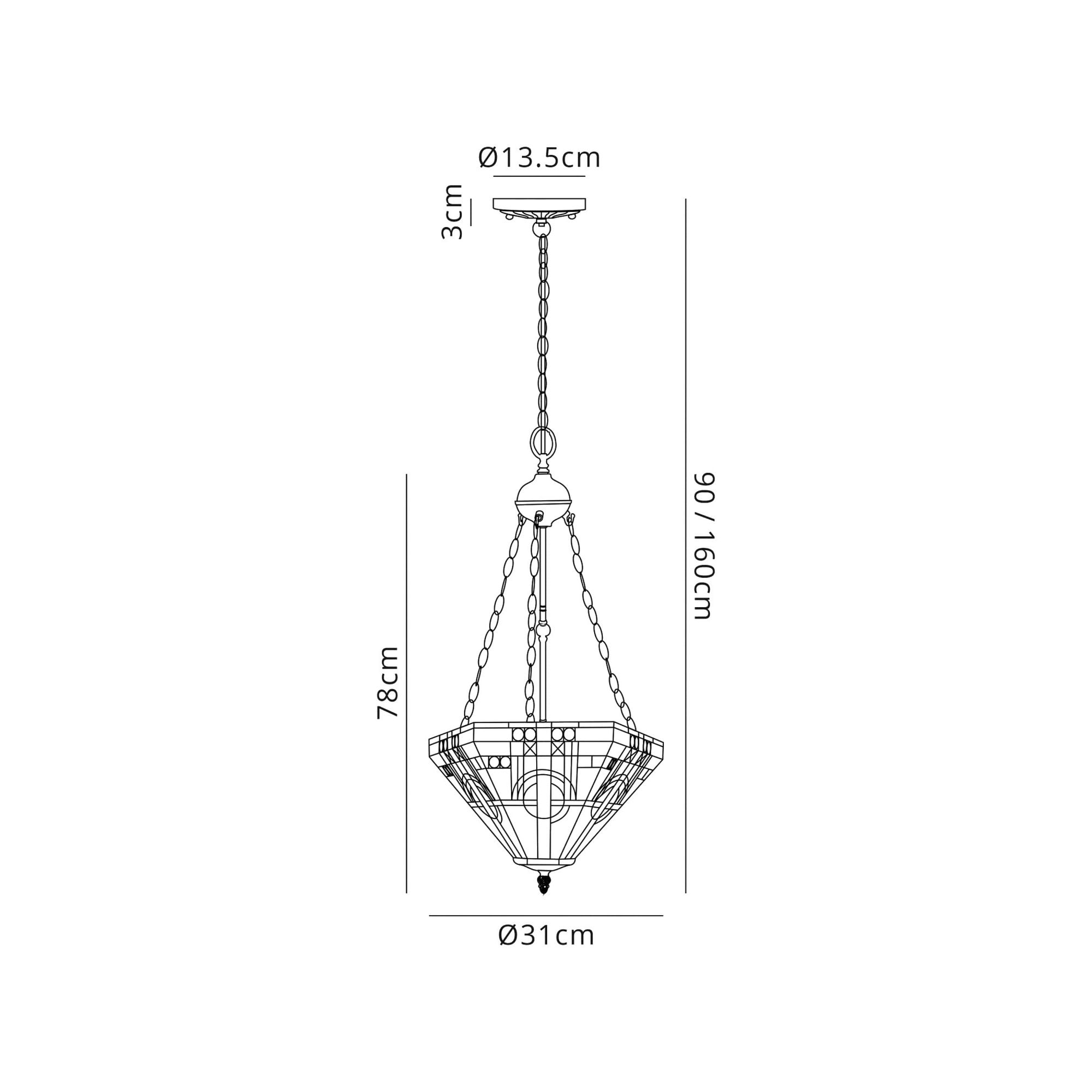 Fabula Cranbourne 3 Light Uplighter Pendant - 30cm Tiffany Shade - Grey