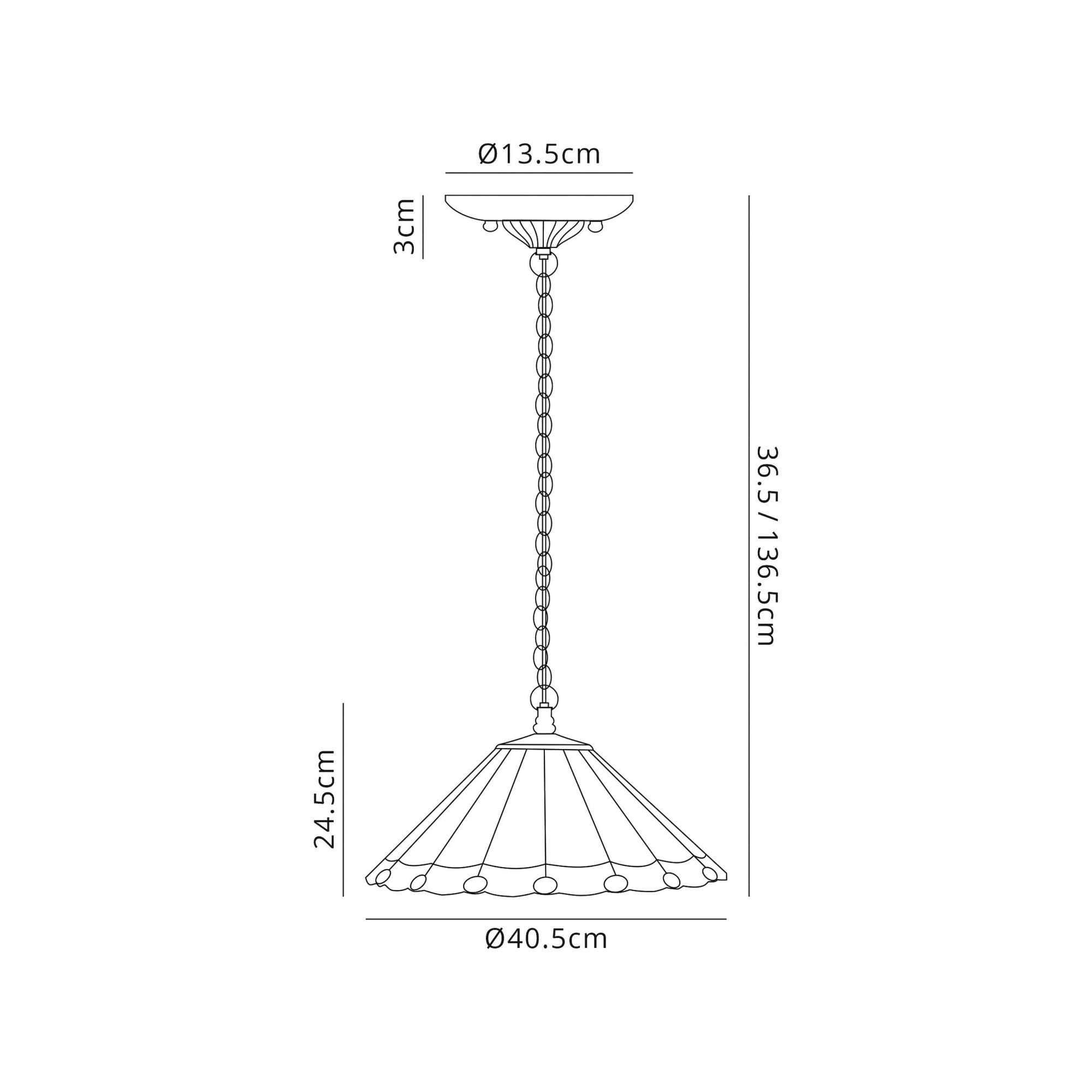 Fabula Amberley 2 Light Downlighter Pendant - 40cm Tiffany Shade - Green & Cream