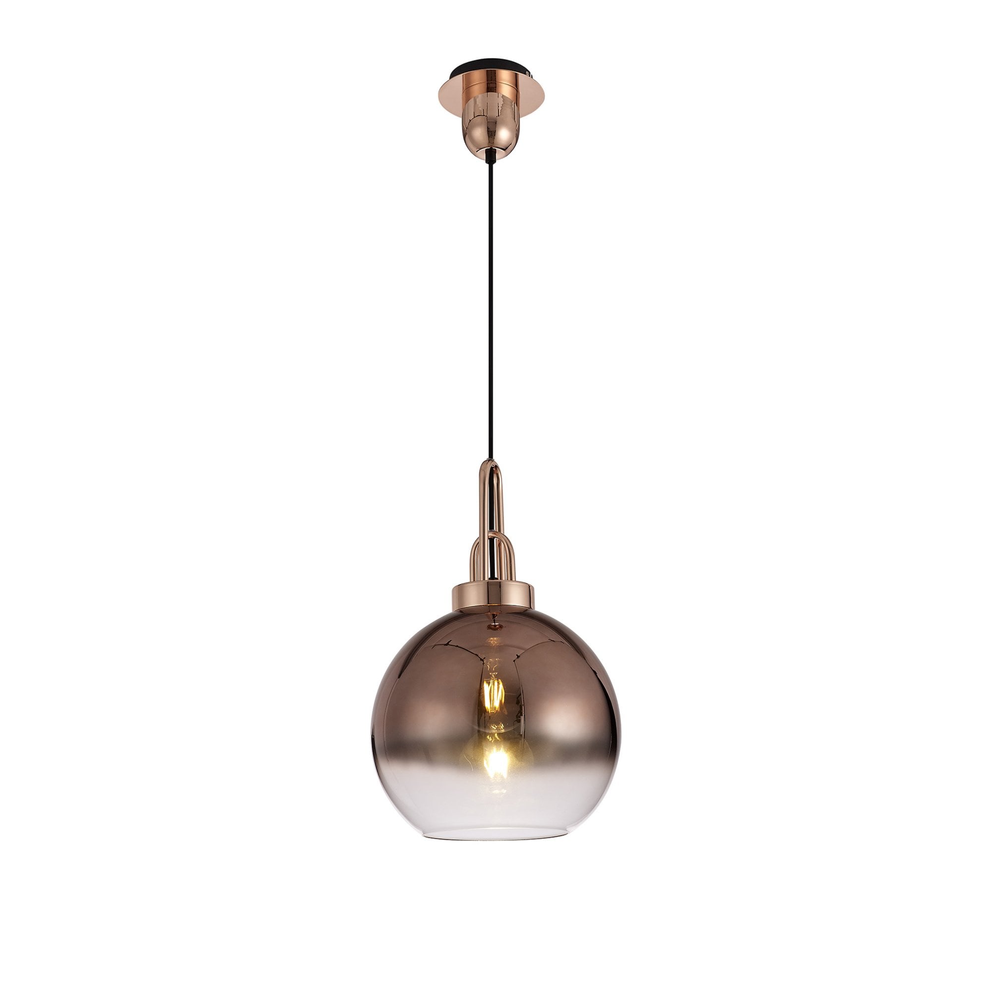 Fabula Springfield Single Pendant - 30cm Globe Glass Shade - Copper & Copper Fade Glass