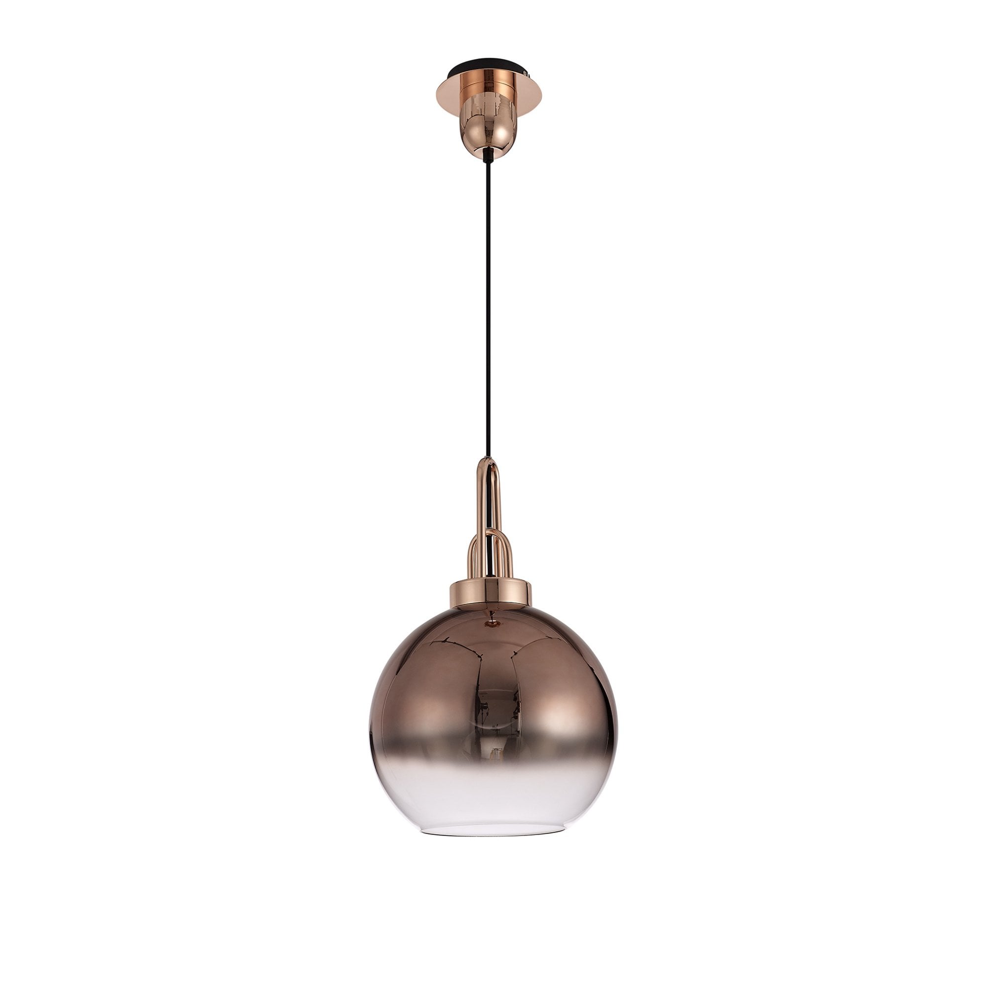 Fabula Springfield Single Pendant - 30cm Globe Glass Shade - Copper & Copper Fade Glass