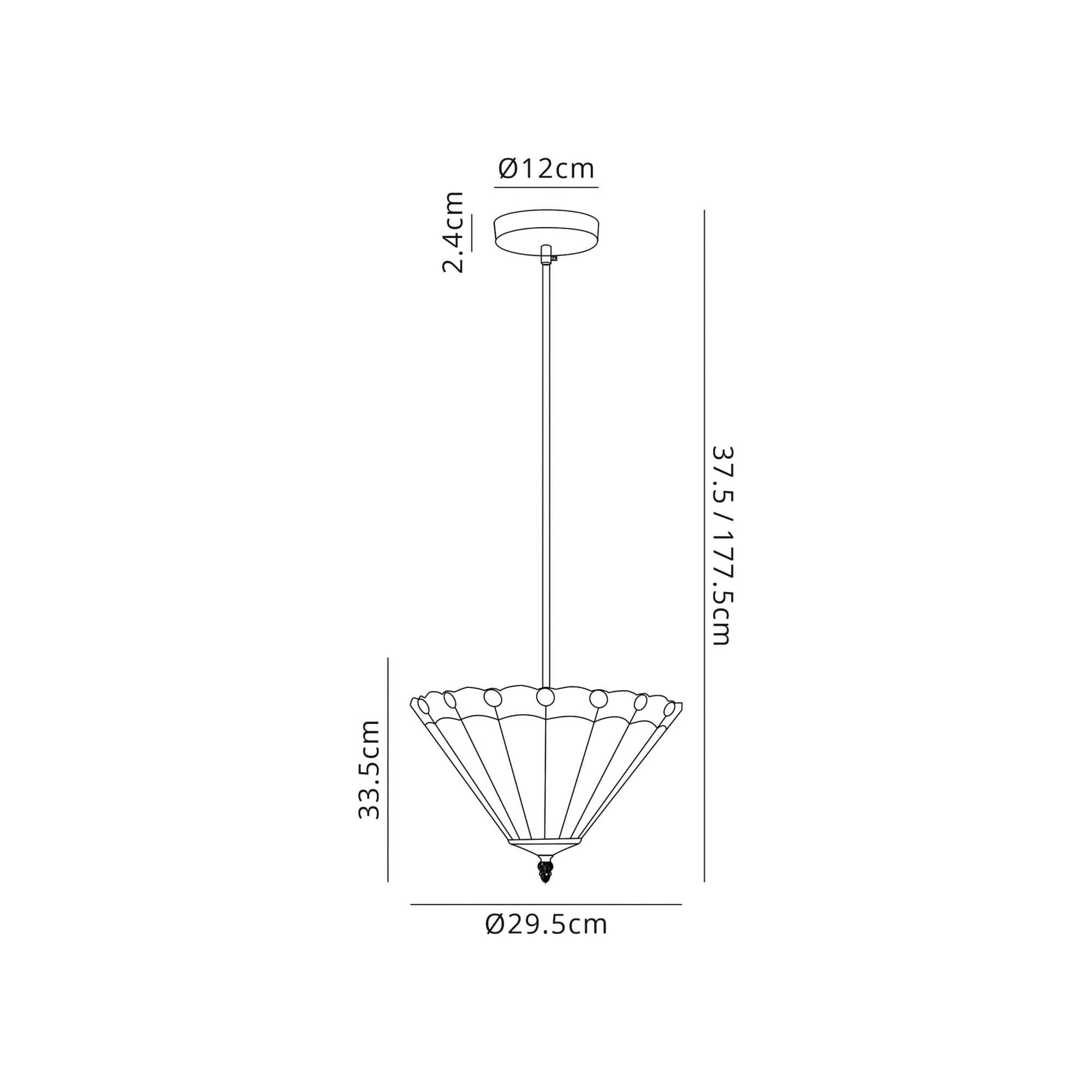 Fabula Amberley Single Uplighter Pendant - 30cm Tiffany Shade - Red & Cream
