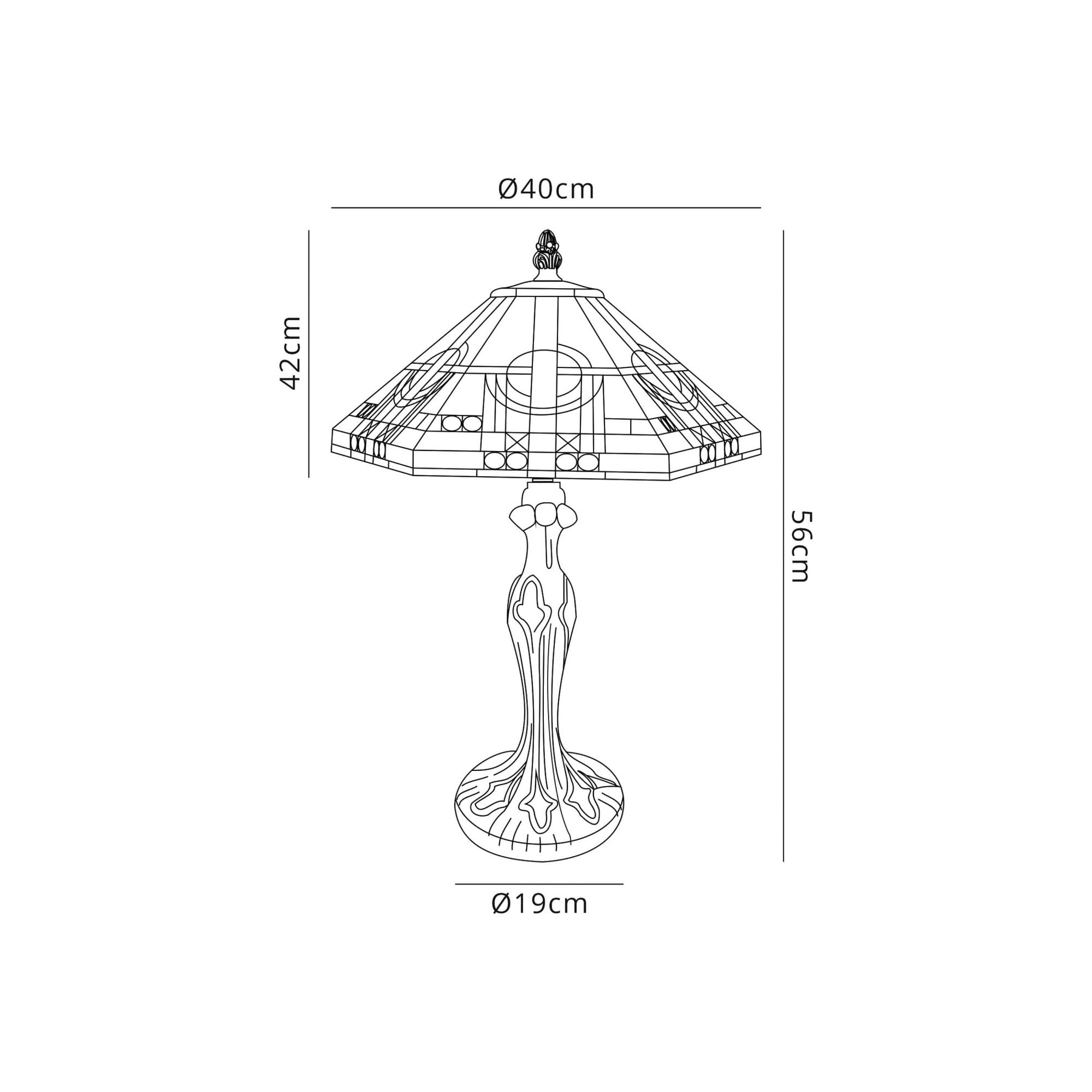 Fabula Cranbourne 2 Light Curved Table Lamp - 40cm Tiffany Shade - Grey