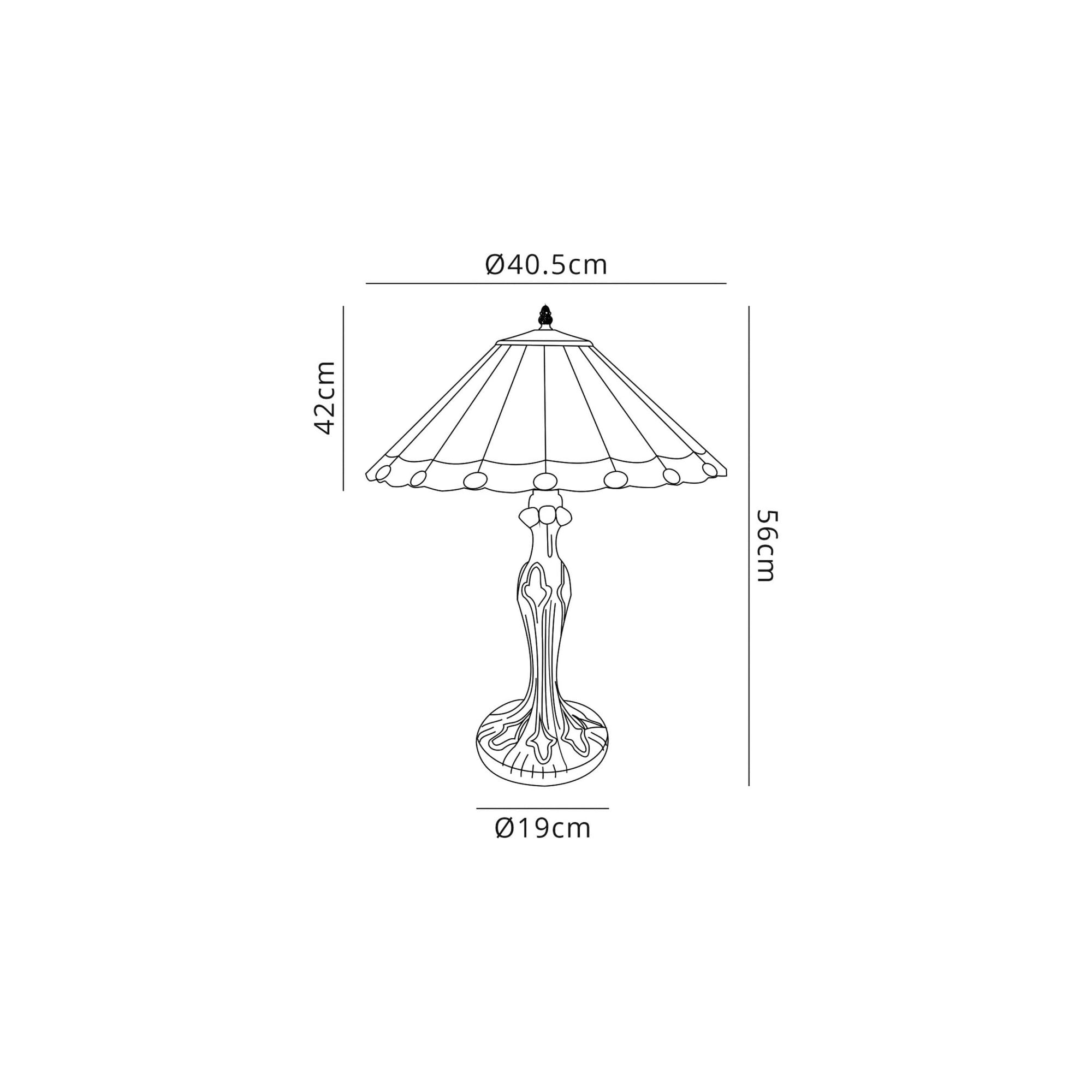 Fabula Amberley 2 Light Curved Table Lamp - 40cm Tiffany Shade - Red & Cream