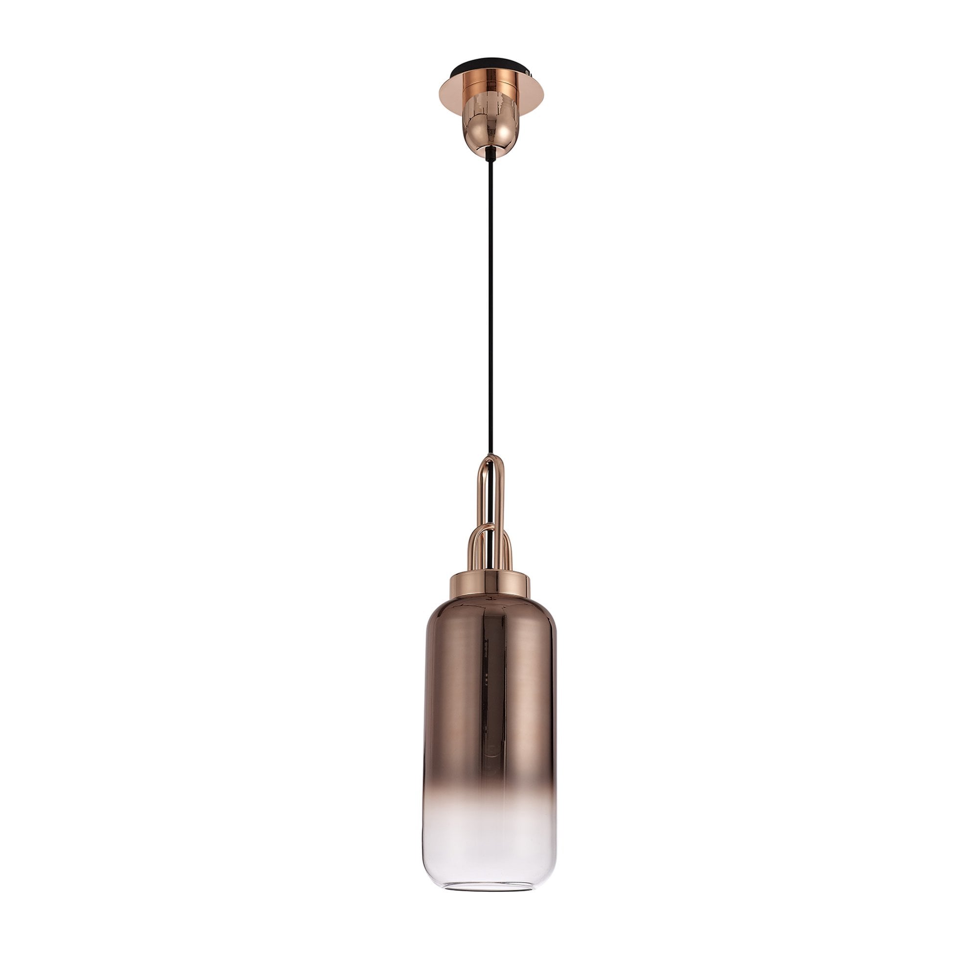 Fabula Springfield Single Pendant - 16cm Cylinder Glass Shade - Copper & Copper Fade Glass