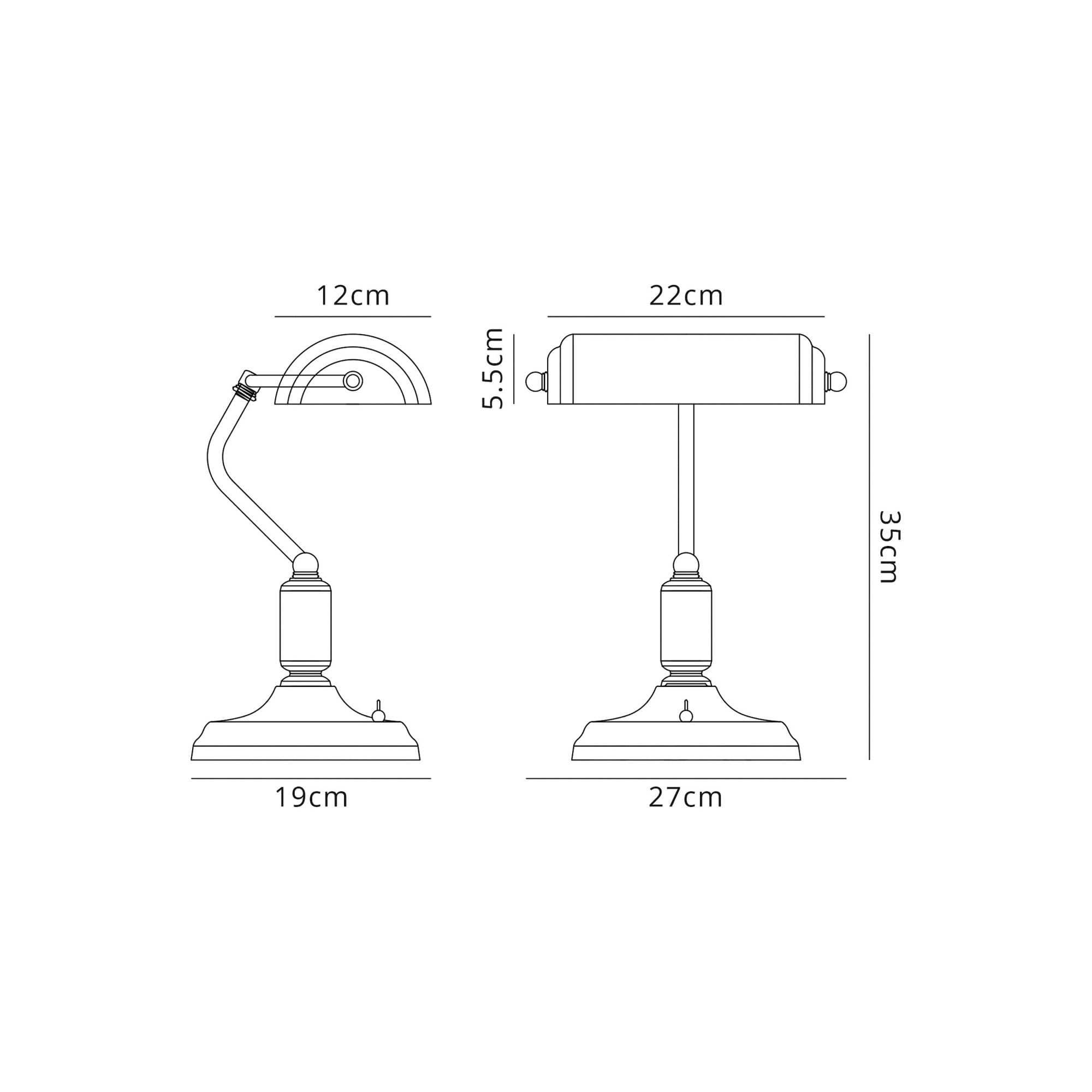 Fabula Forest Single Bankers Table Lamp - Satin Nickel & Sand White