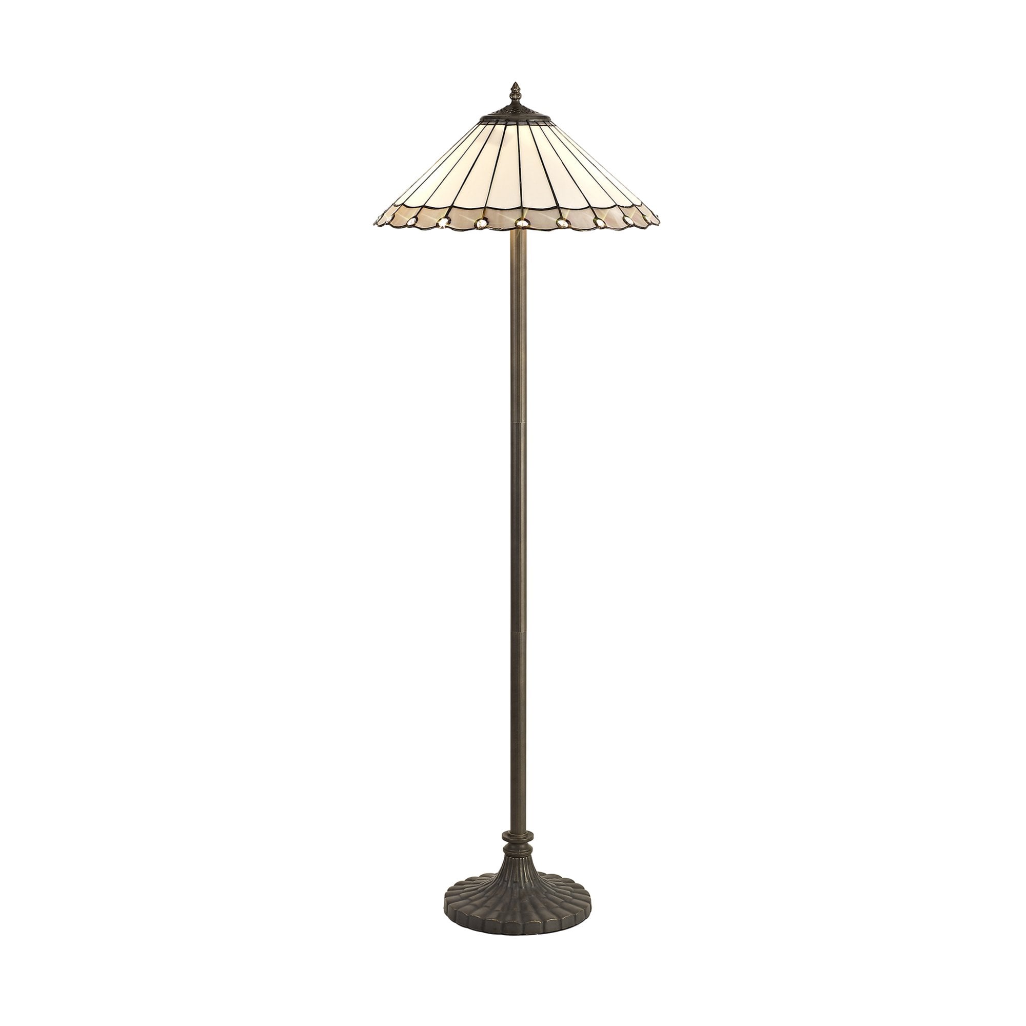 Fabula Amberley 2 Light Stepped Design Floor Lamp - 40cm Tiffany Shade - Grey & Cream