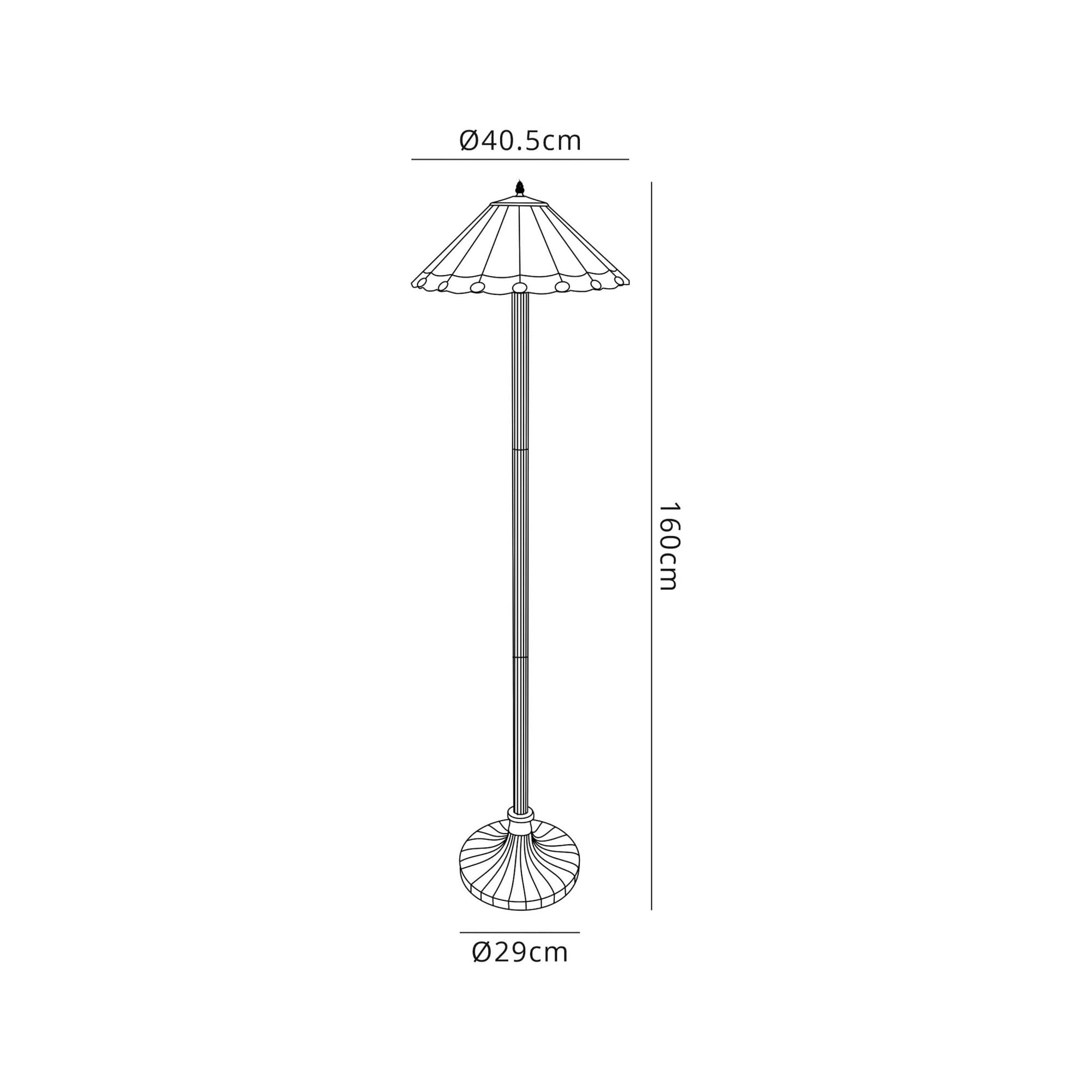 Fabula Amberley 2 Light Stepped Design Floor Lamp - 40cm Tiffany Shade - Grey & Cream