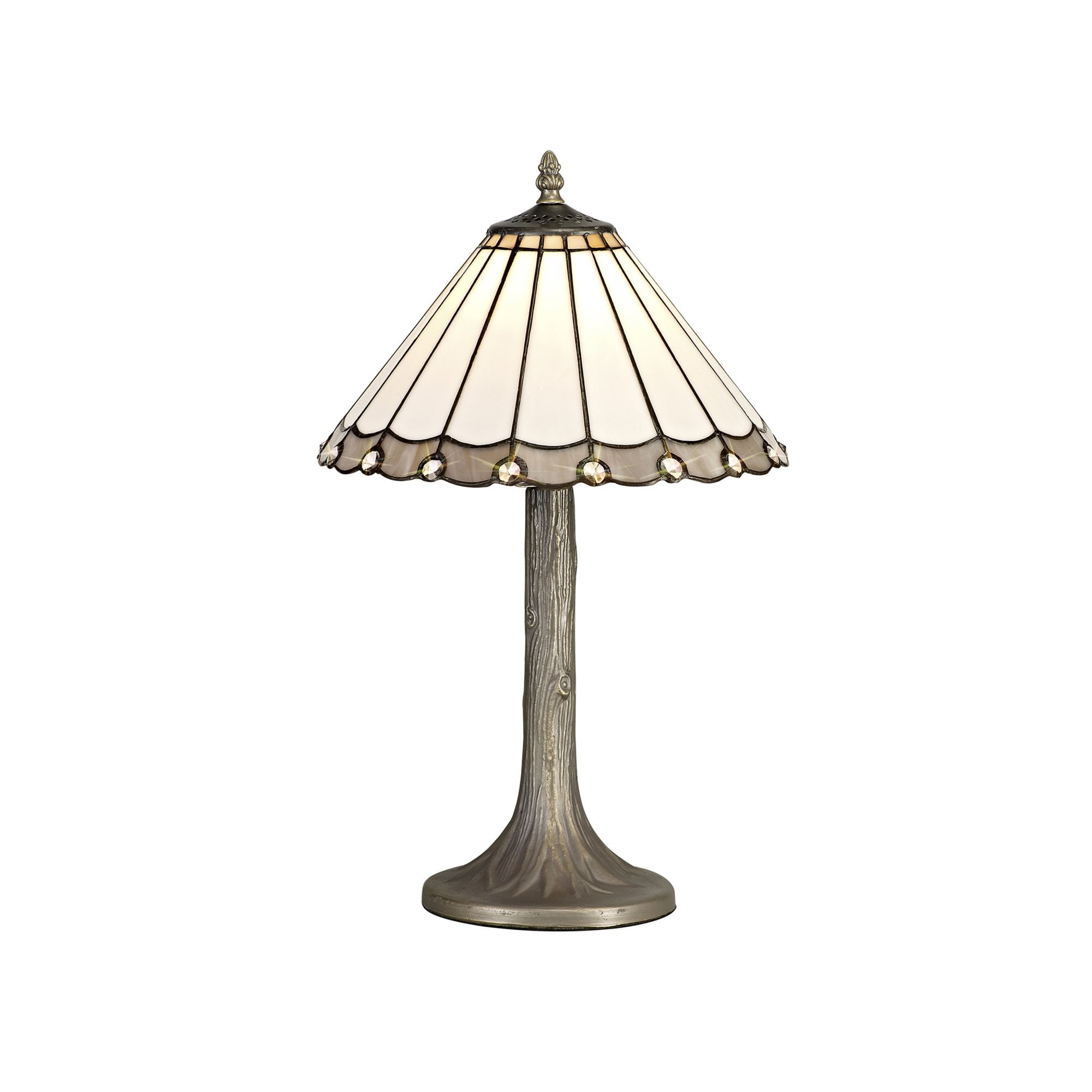 Fabula Amberley Single Tree Like Table Lamp - 30cm Tiffany Shade - Grey & Cream