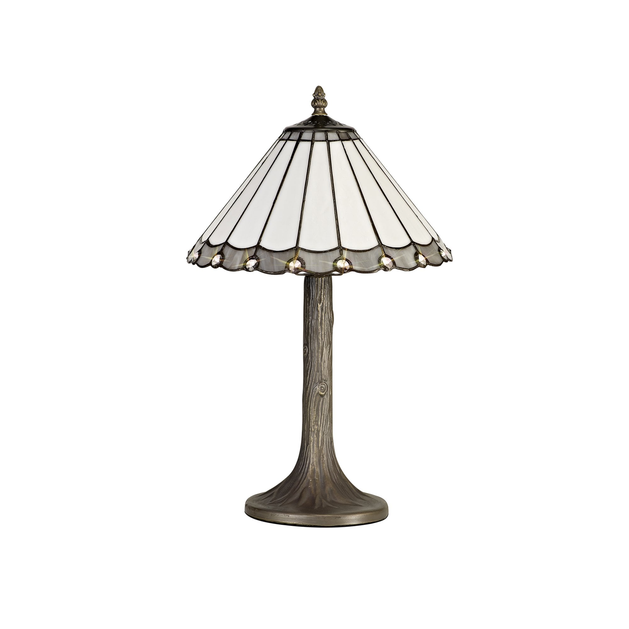 Fabula Amberley Single Tree Like Table Lamp - 30cm Tiffany Shade - Grey & Cream