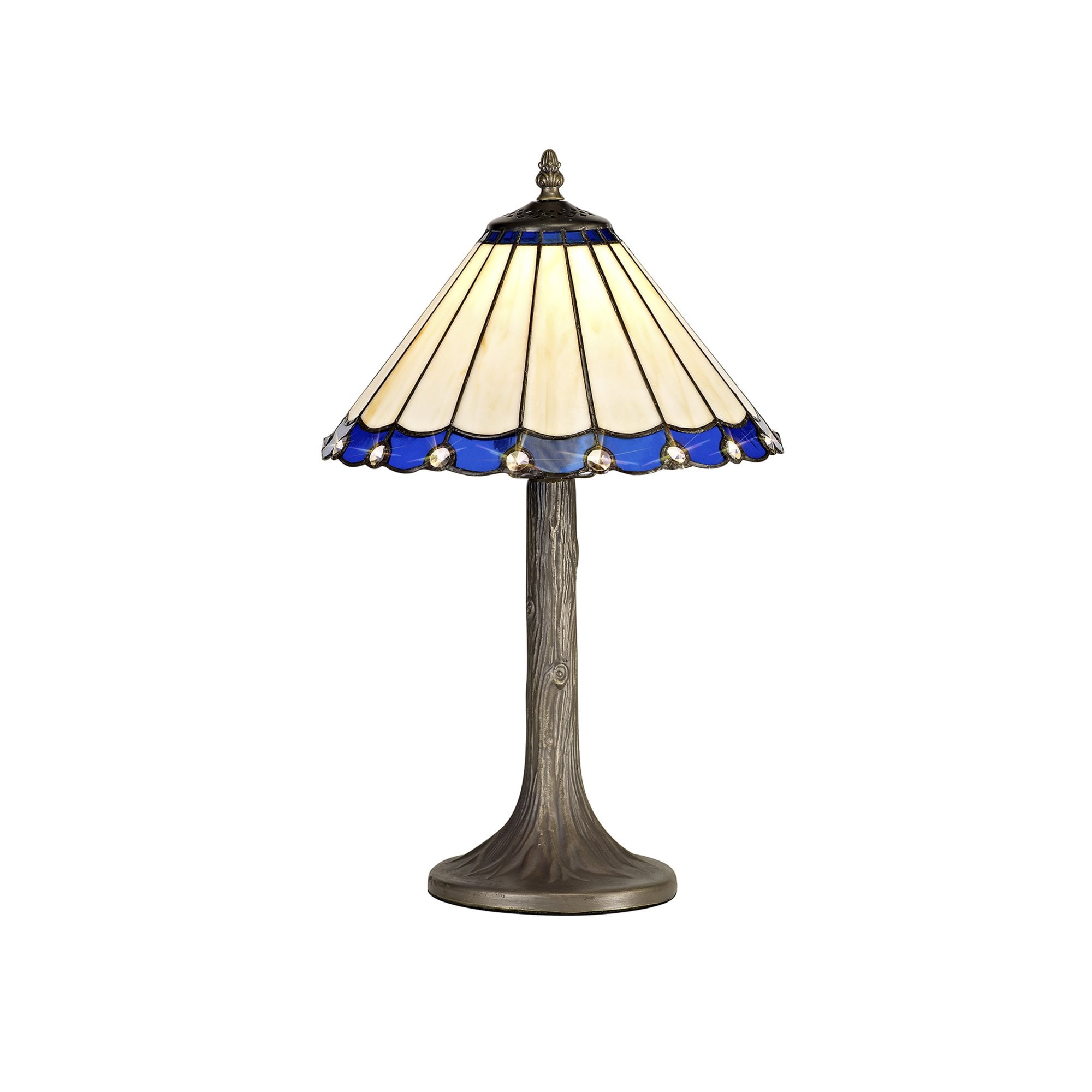 Fabula Amberley Single Tree Like Table Lamp - 30cm Tiffany Shade - Blue & Cream