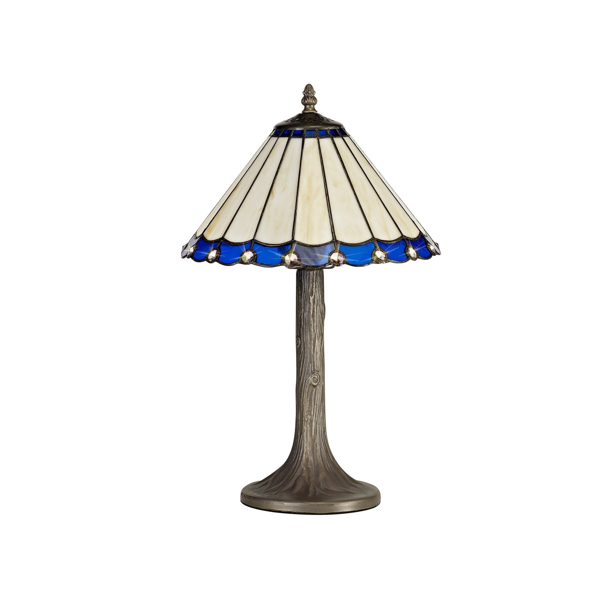 Fabula Amberley Single Tree Like Table Lamp - 30cm Tiffany Shade - Blue & Cream
