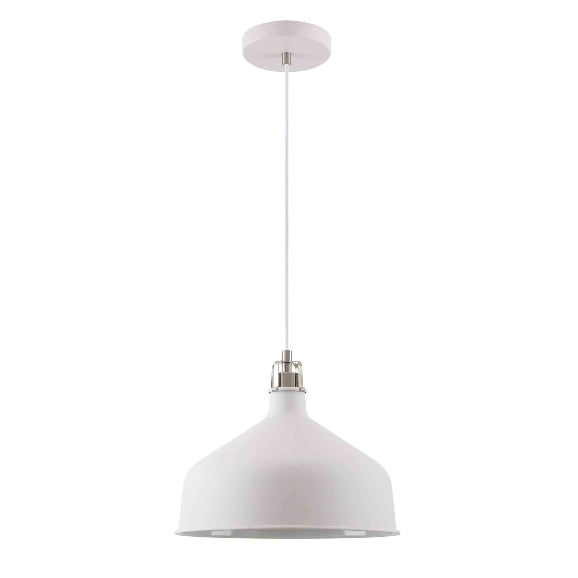 Fabula Forest Single Medium Pendant - Sand White & Satin Nickel