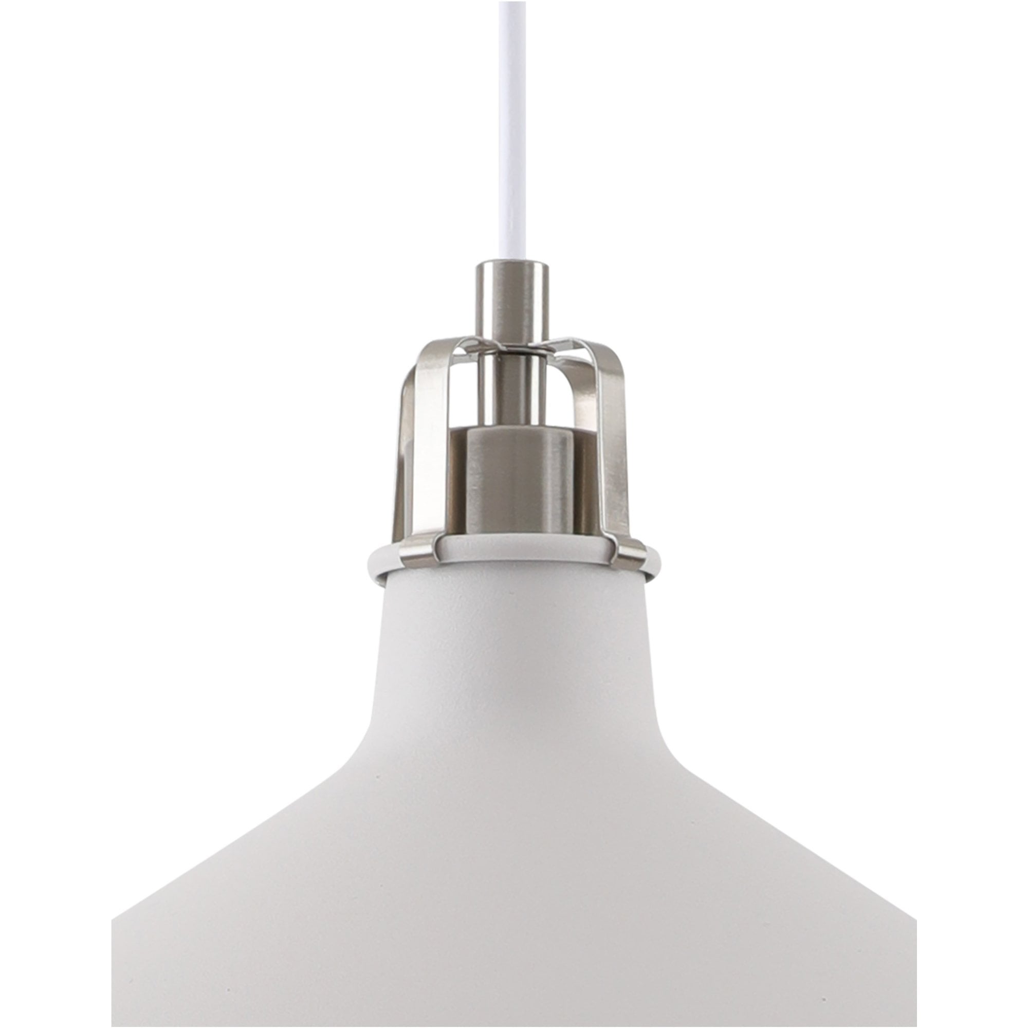 Fabula Forest Single Medium Pendant - Sand White & Satin Nickel