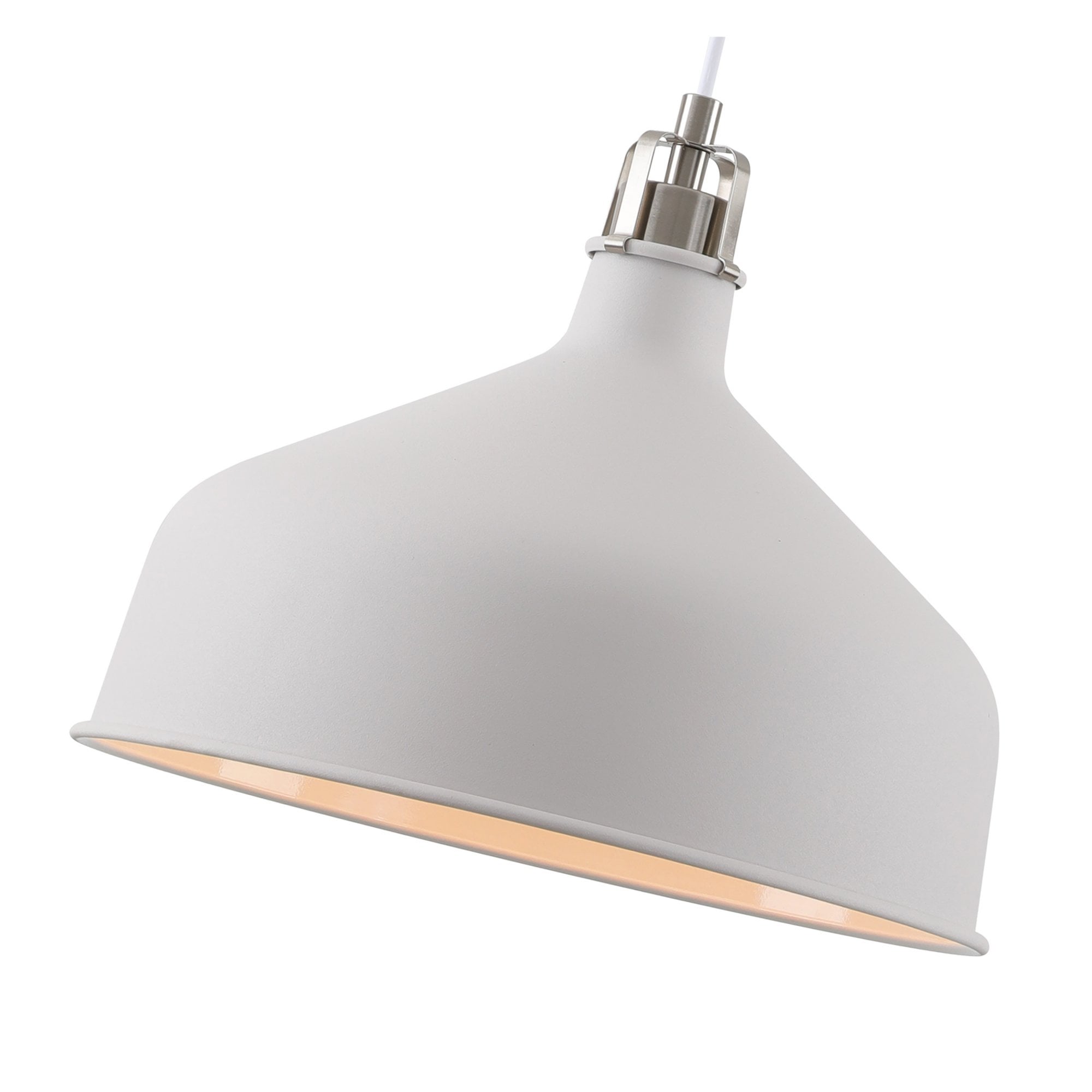 Fabula Forest Single Medium Pendant - Sand White & Satin Nickel