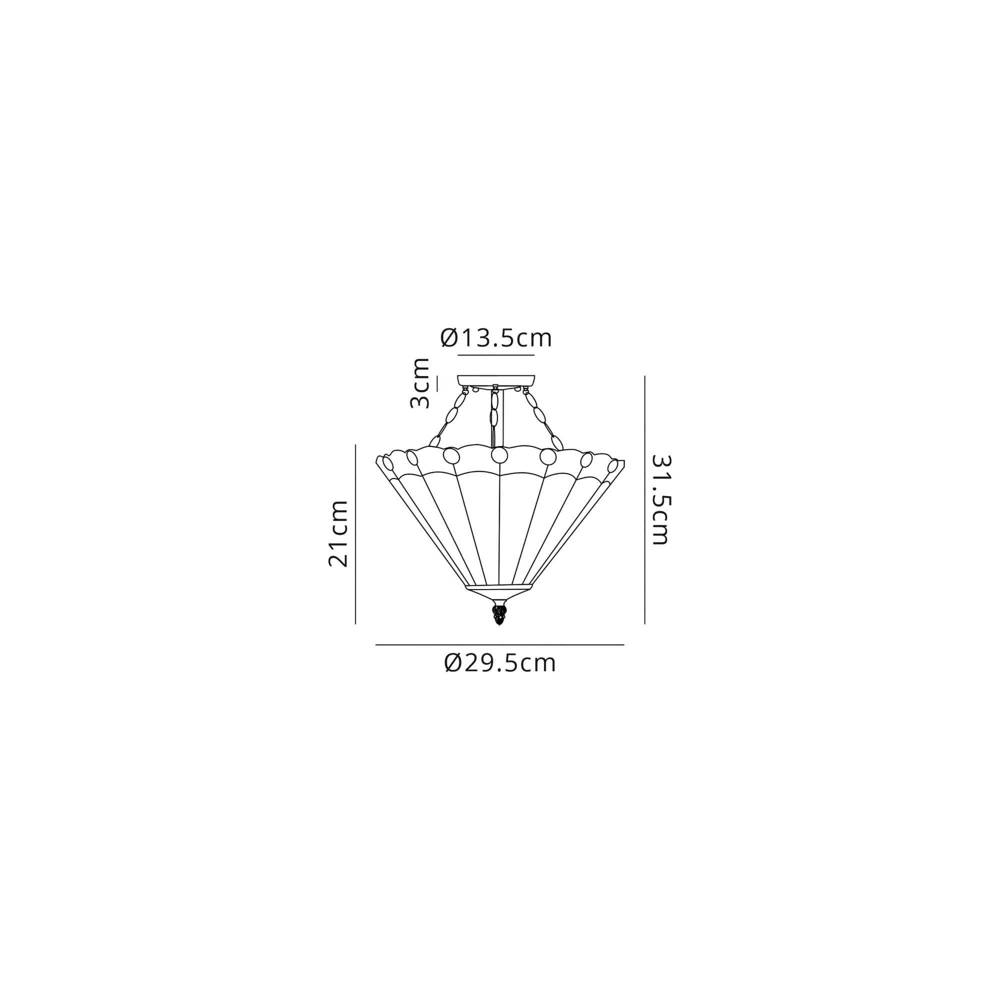Fabula Amberley 2 Light Semi-Flush Light - 30cm Tiffany Shade - Blue & Cream
