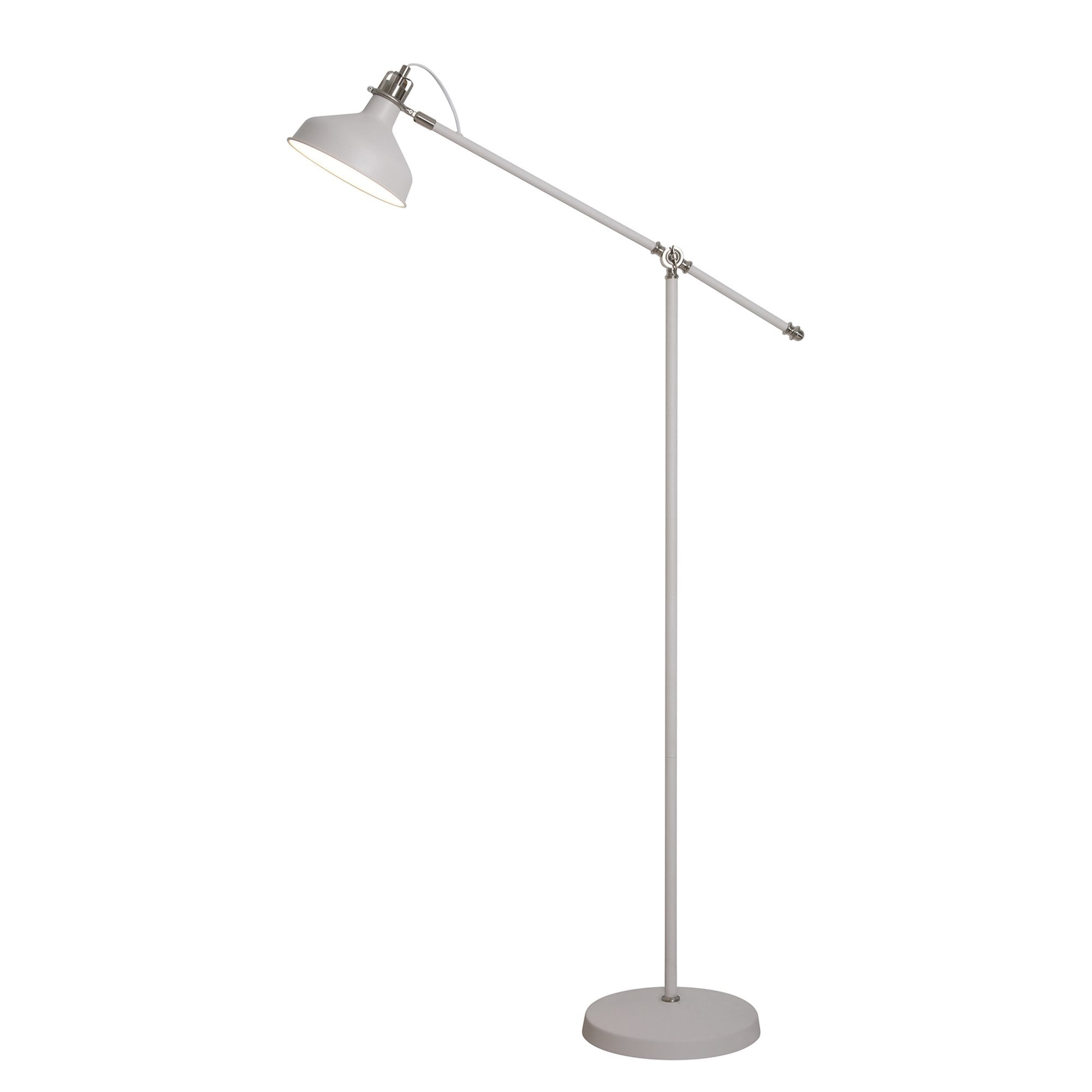 Fabula Forest Single Adjustable Floor Lamp - Sand White & Satin Nickel