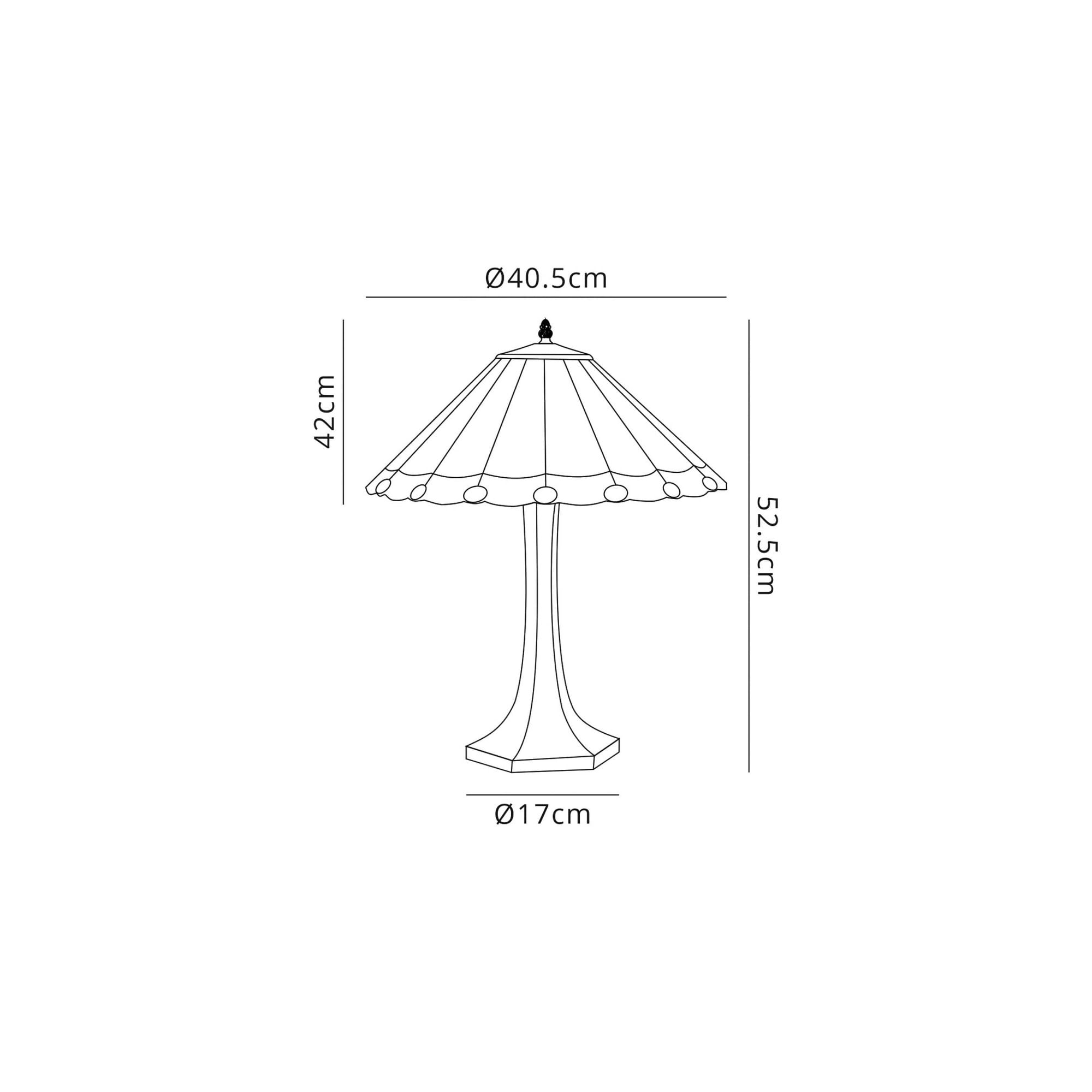 Fabula Amberley 2 Light Octagonal Table Lamp - 40cm Tiffany Shade - Grey & Cream