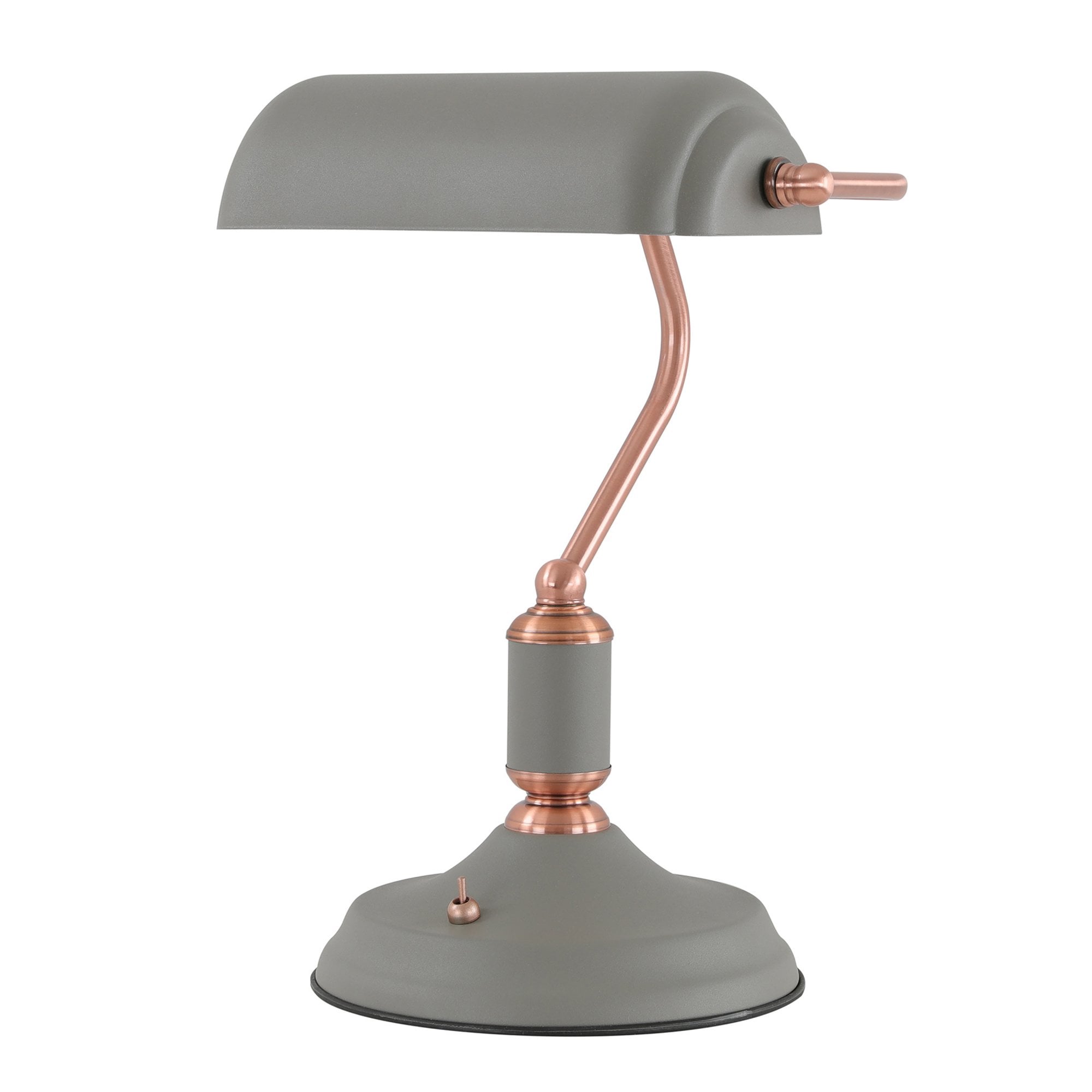 Fabula Forest Single Bankers Table Lamp - Sand Grey & Copper