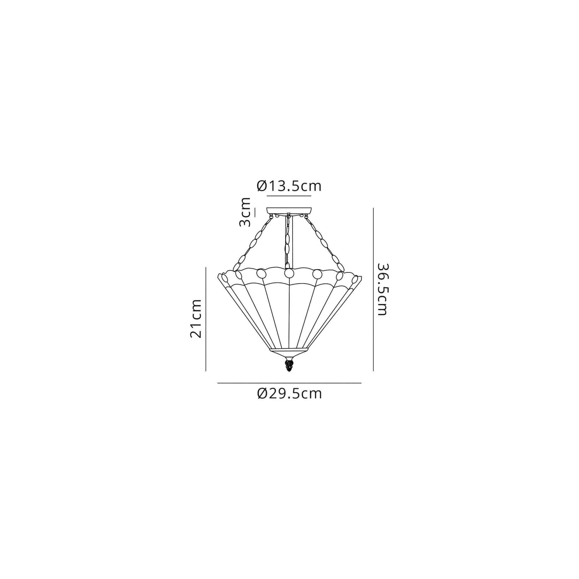Fabula Amberley 3 Light Semi-Flush Light - 30cm Tiffany Shade - Blue & Cream