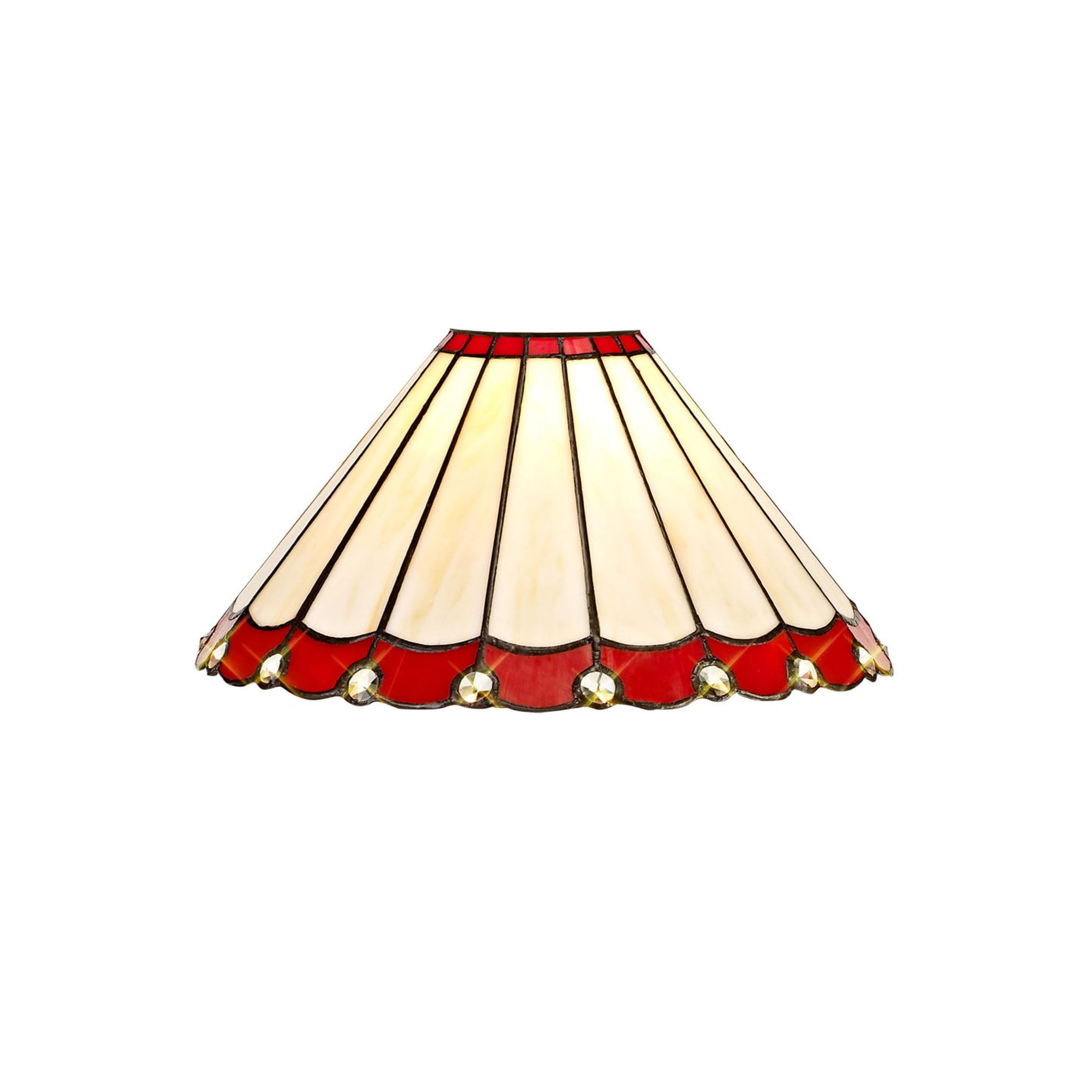 Fabula Amberley 30cm Tiffany Shade - Red & Cream - Shade Only