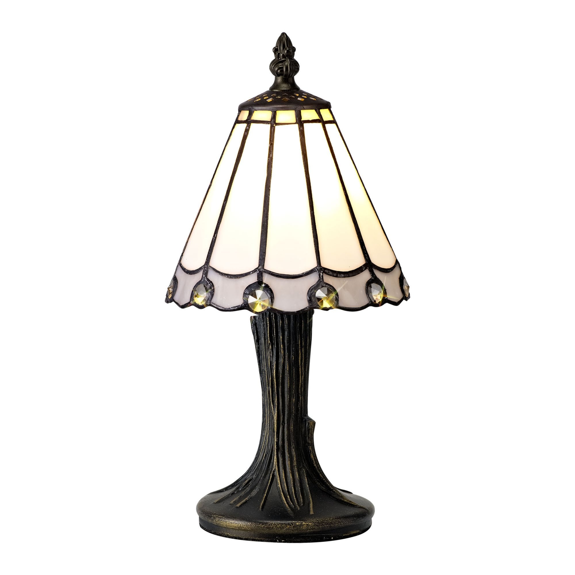 Fabula Amberley Tiffany Table Lamp - Grey & White