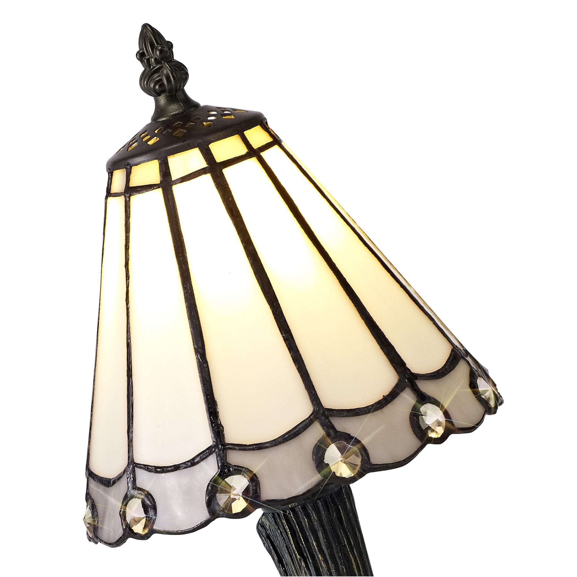 Fabula Amberley Tiffany Table Lamp - Grey & White