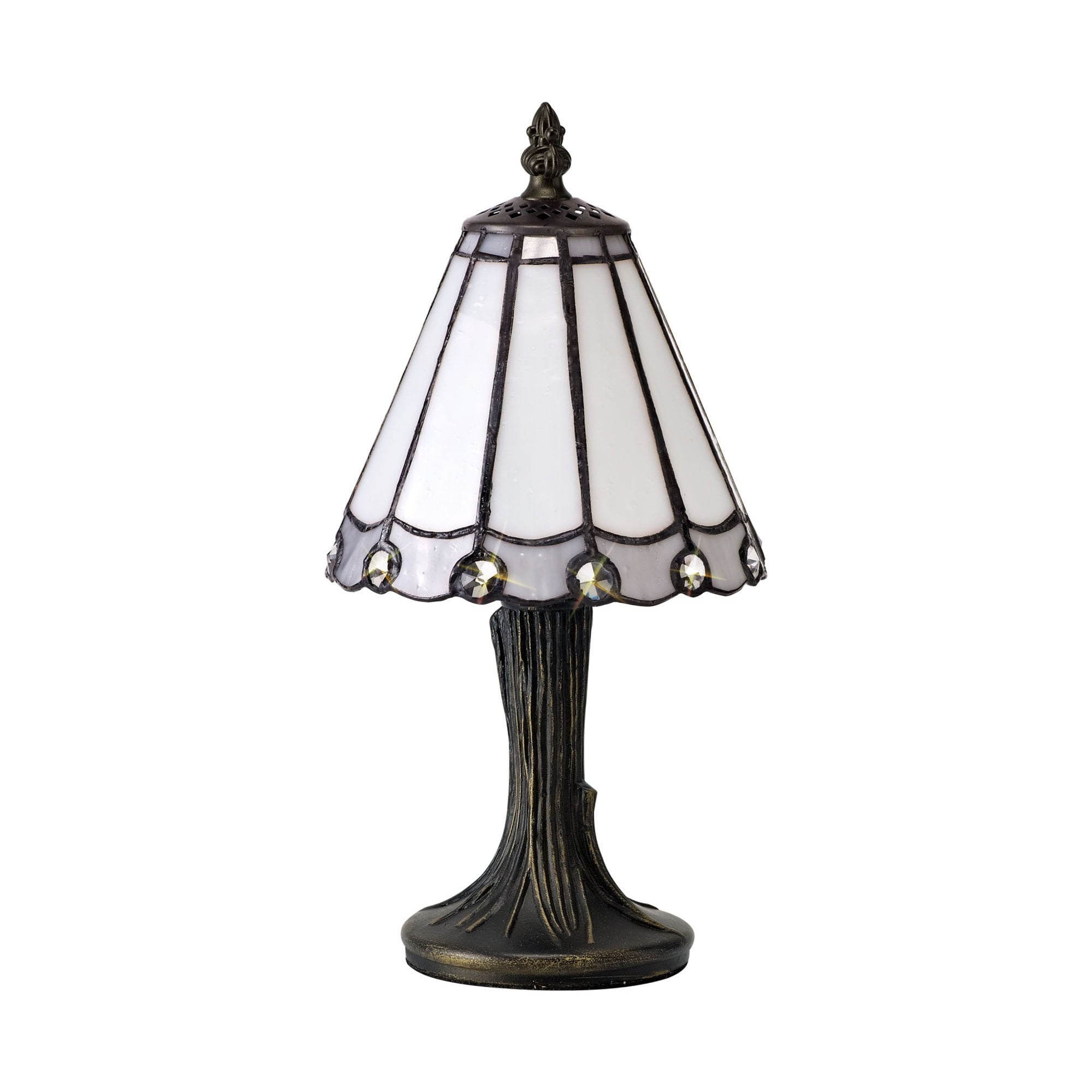 Fabula Amberley Tiffany Table Lamp - Grey & White