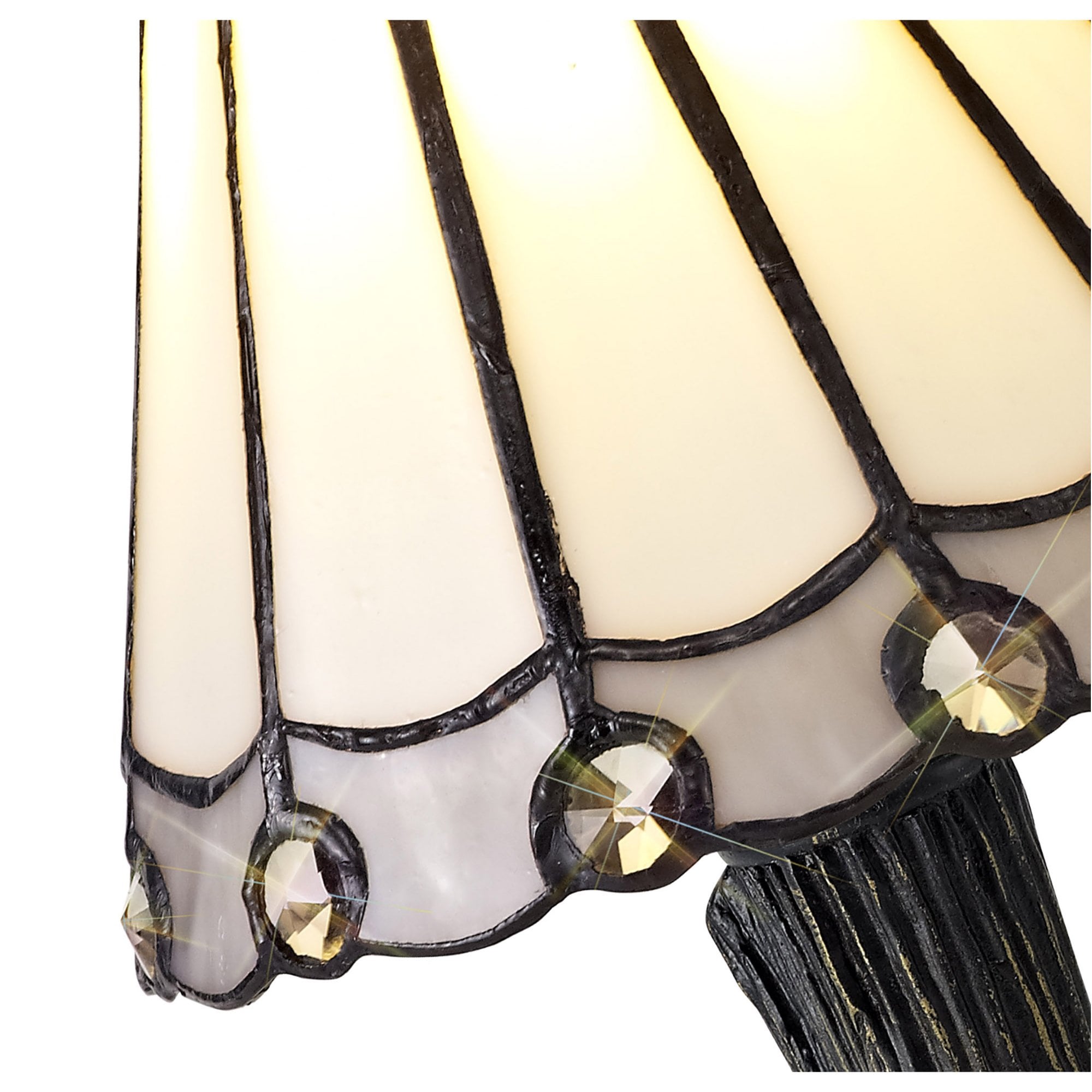 Fabula Amberley Tiffany Table Lamp - Grey & White