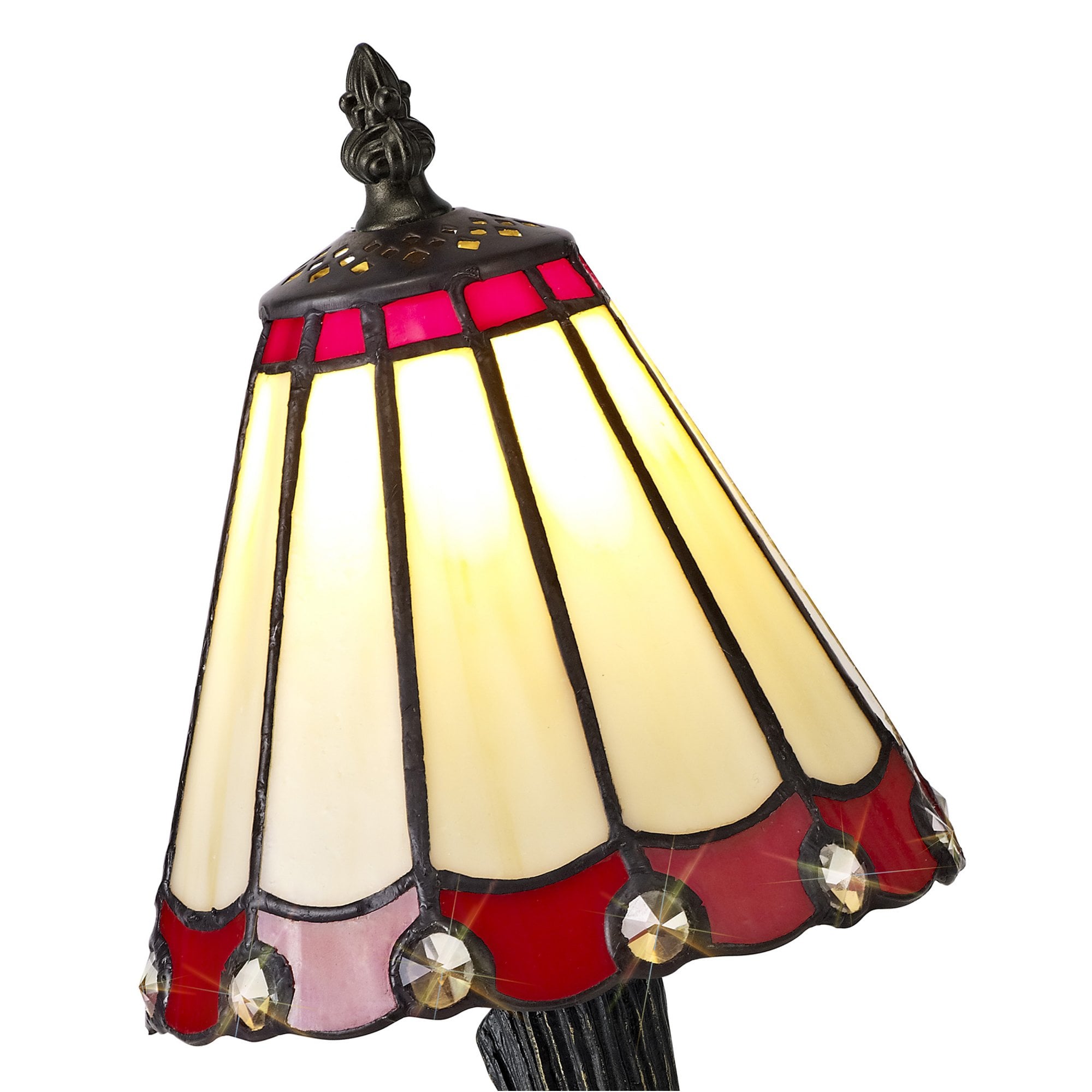 Fabula Amberley Tiffany Table Lamp - Red & Cream