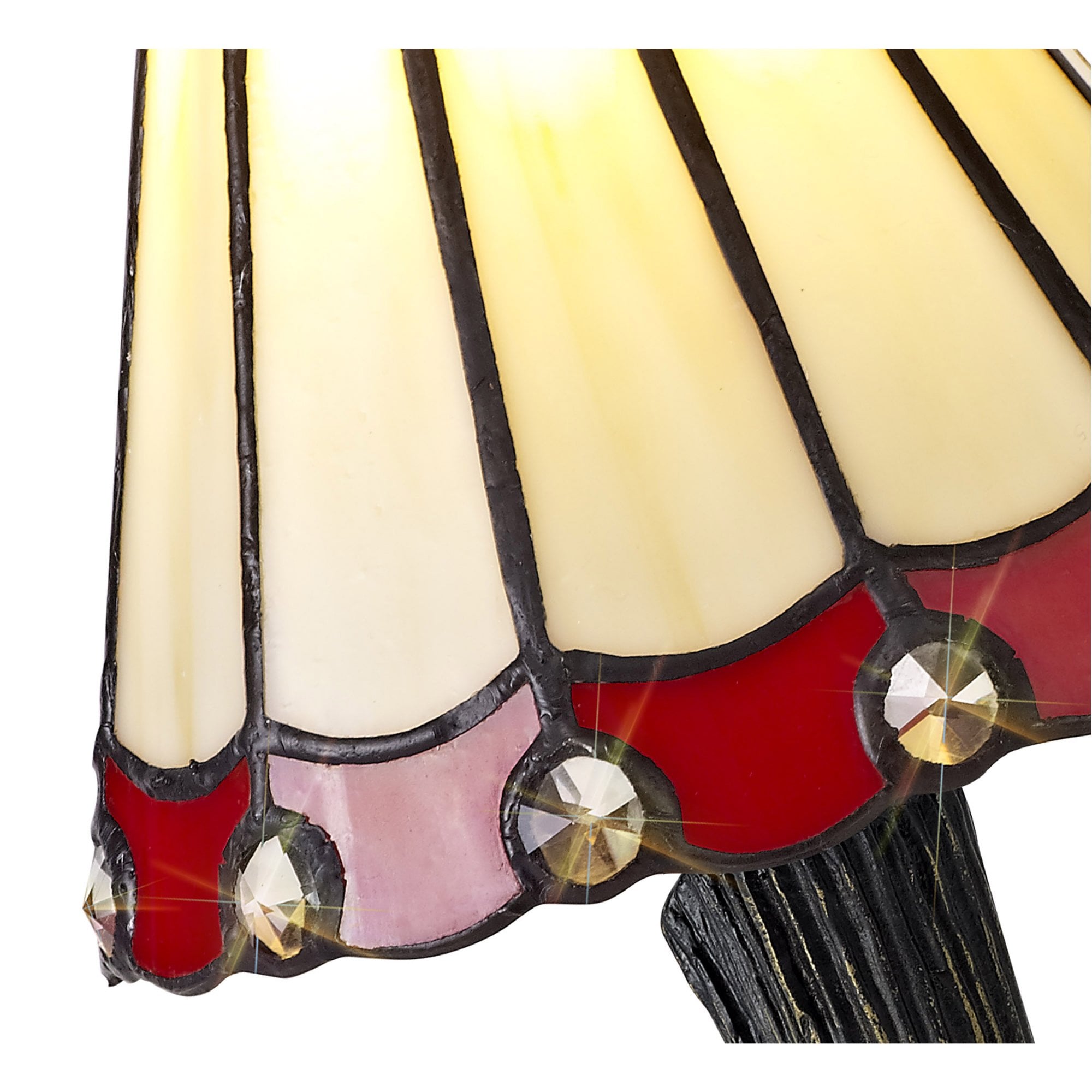 Fabula Amberley Tiffany Table Lamp - Red & Cream