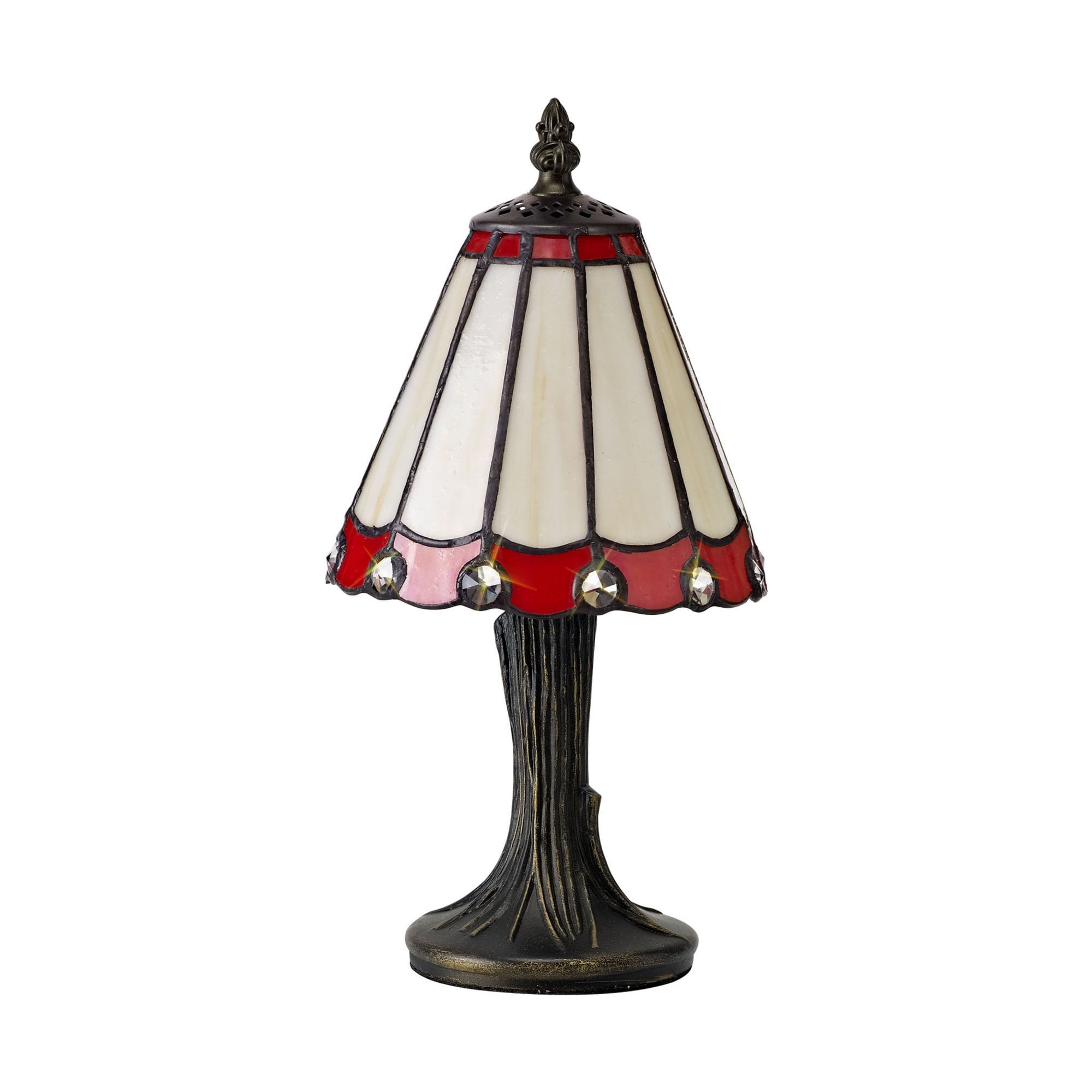 Fabula Amberley Tiffany Table Lamp - Red & Cream
