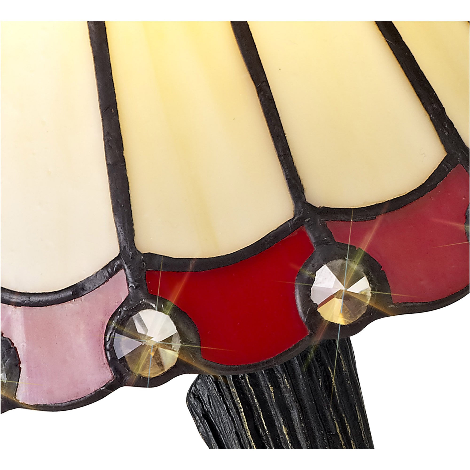 Fabula Amberley Tiffany Table Lamp - Red & Cream