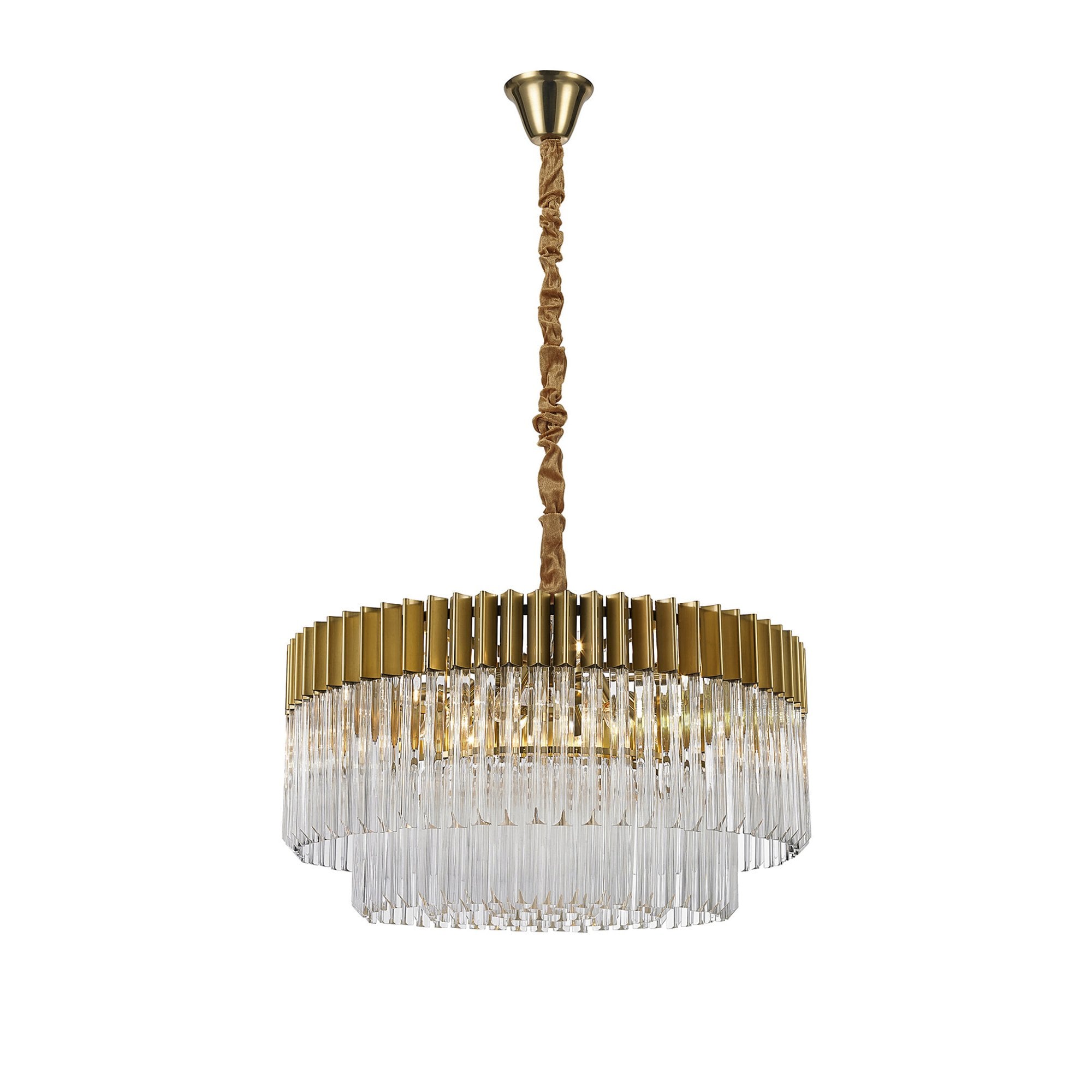 Fabula Cedar 12 Light Pendant - Brass & Clear Sculpted Glass