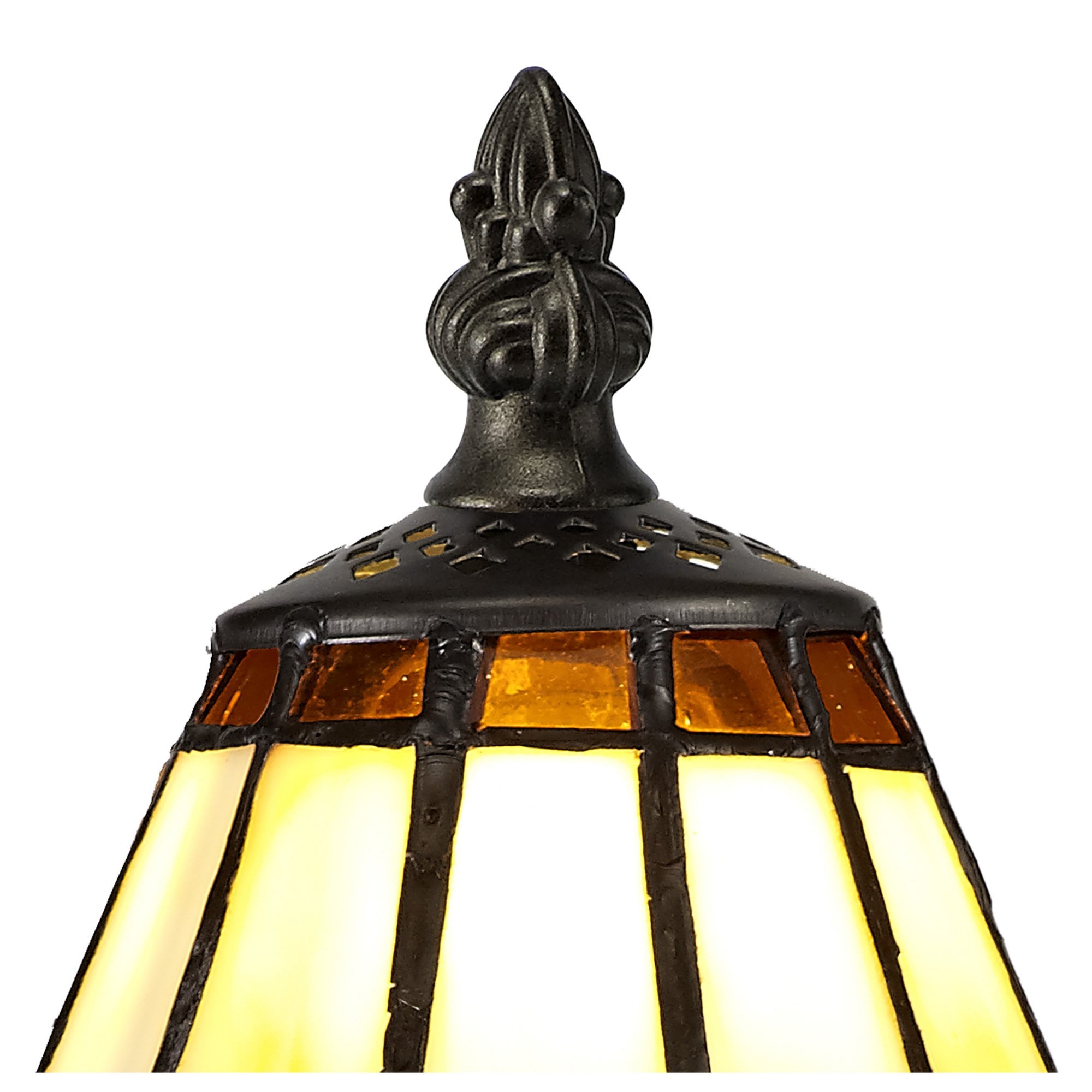 Fabula Amberley Tiffany Table Lamp - Amber & Cream
