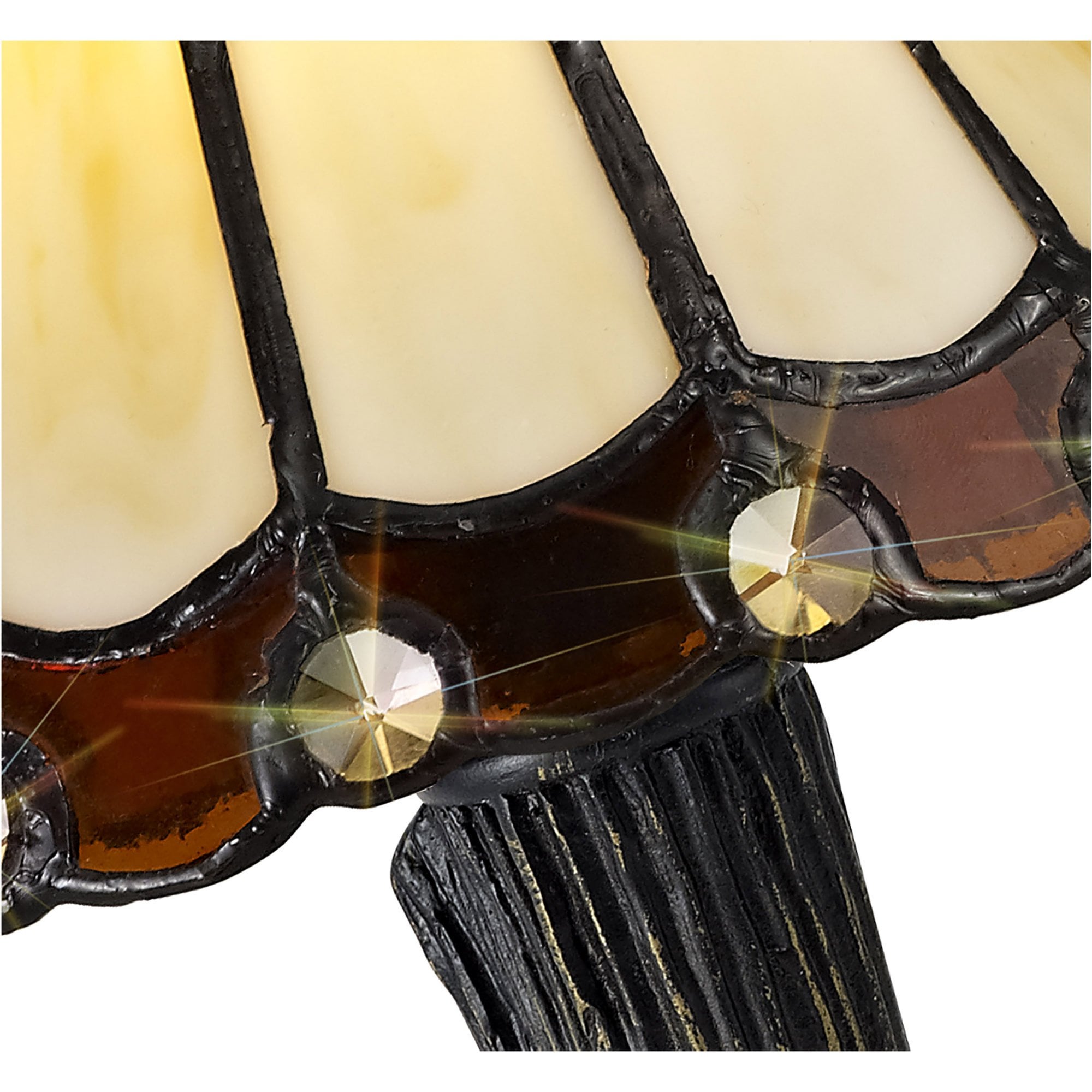 Fabula Amberley Tiffany Table Lamp - Amber & Cream