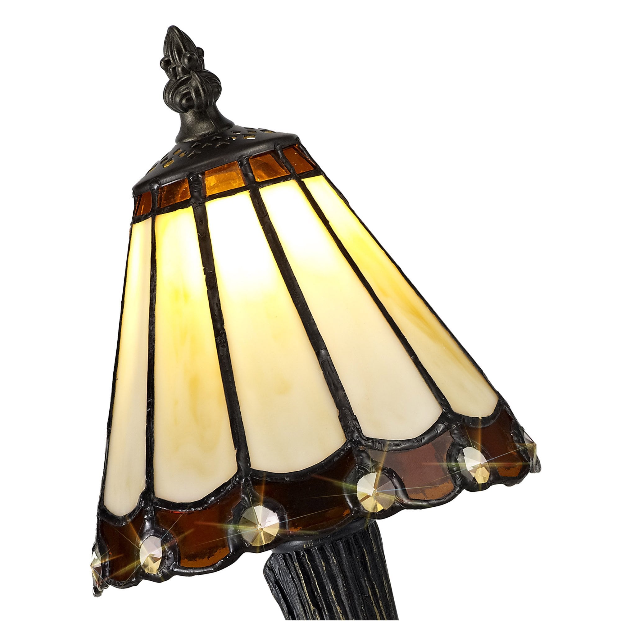 Fabula Amberley Tiffany Table Lamp - Amber & Cream