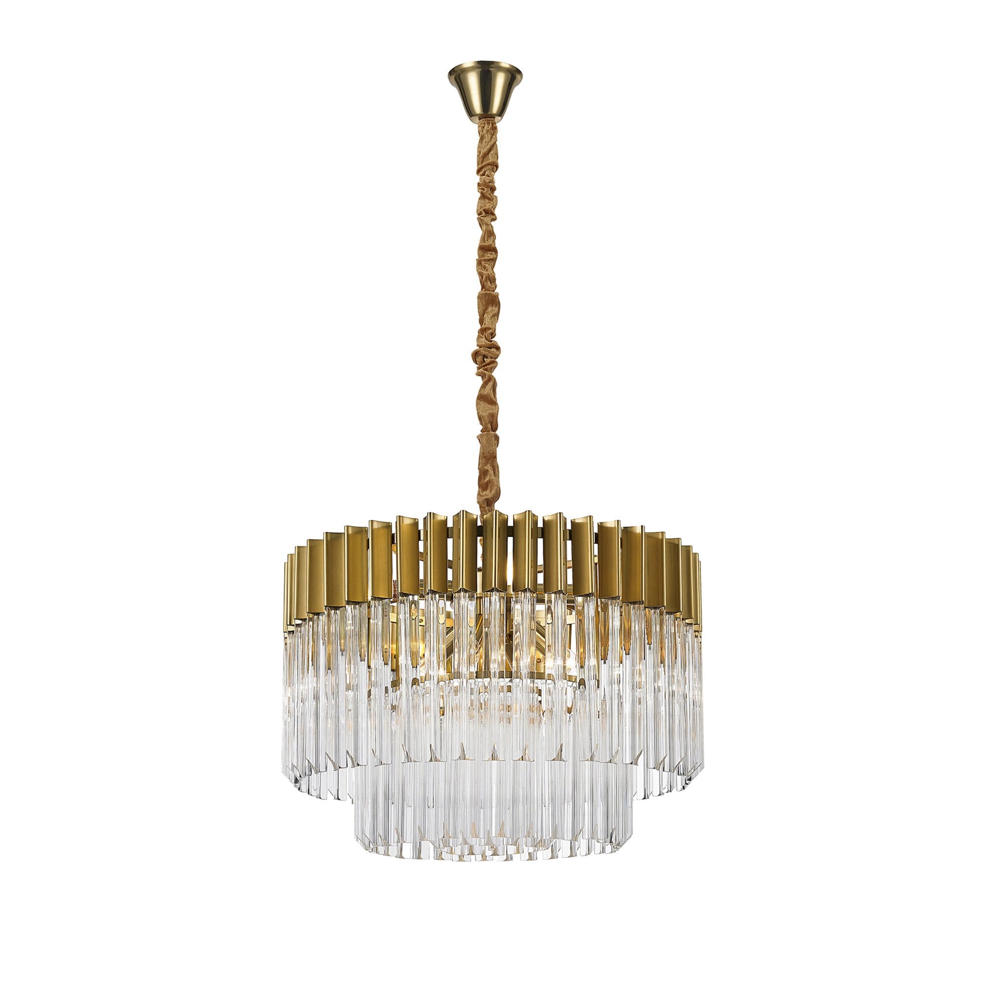 Fabula Cedar 8 Light Pendant - Brass & Clear Sculpted Glass