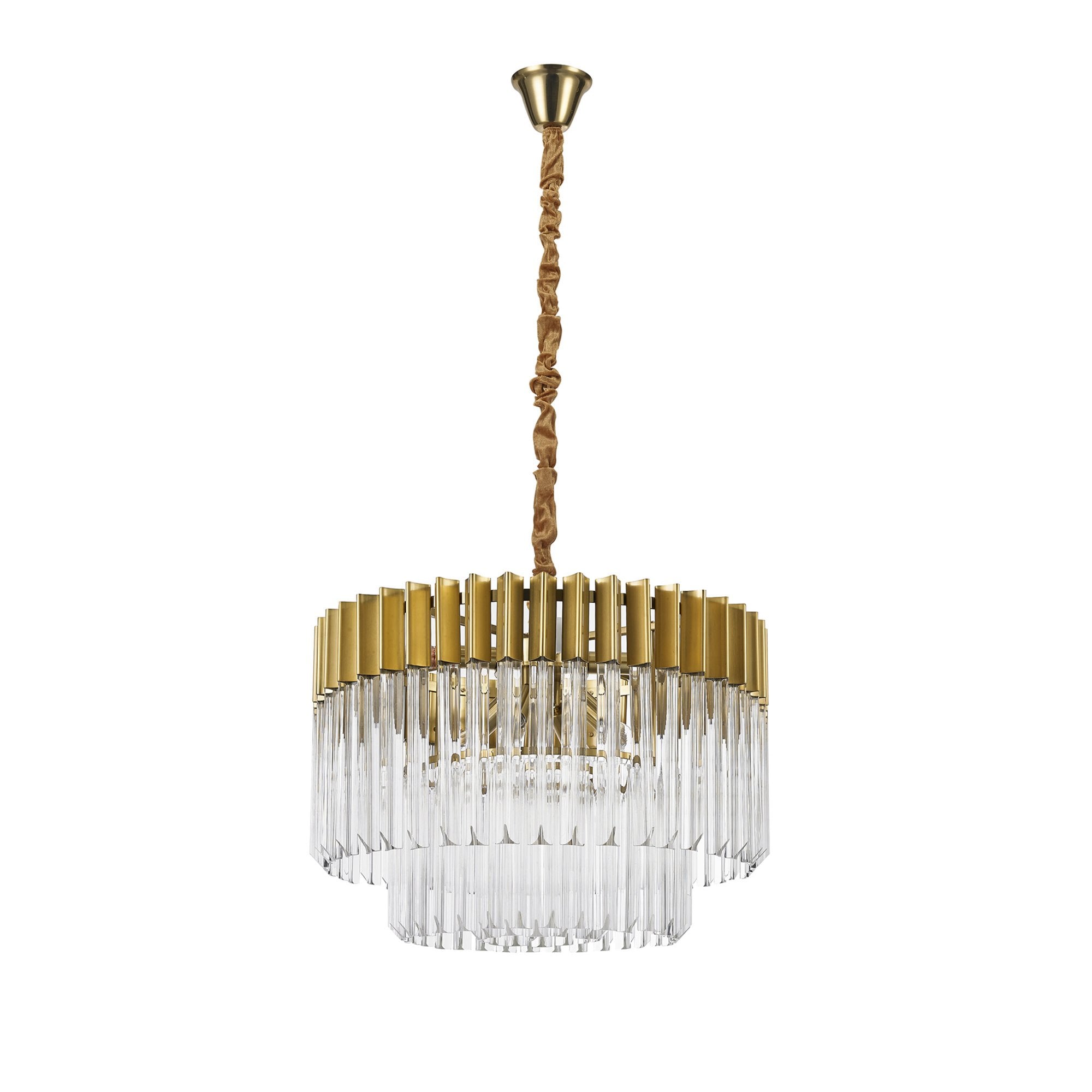 Fabula Cedar 8 Light Pendant - Brass & Clear Sculpted Glass