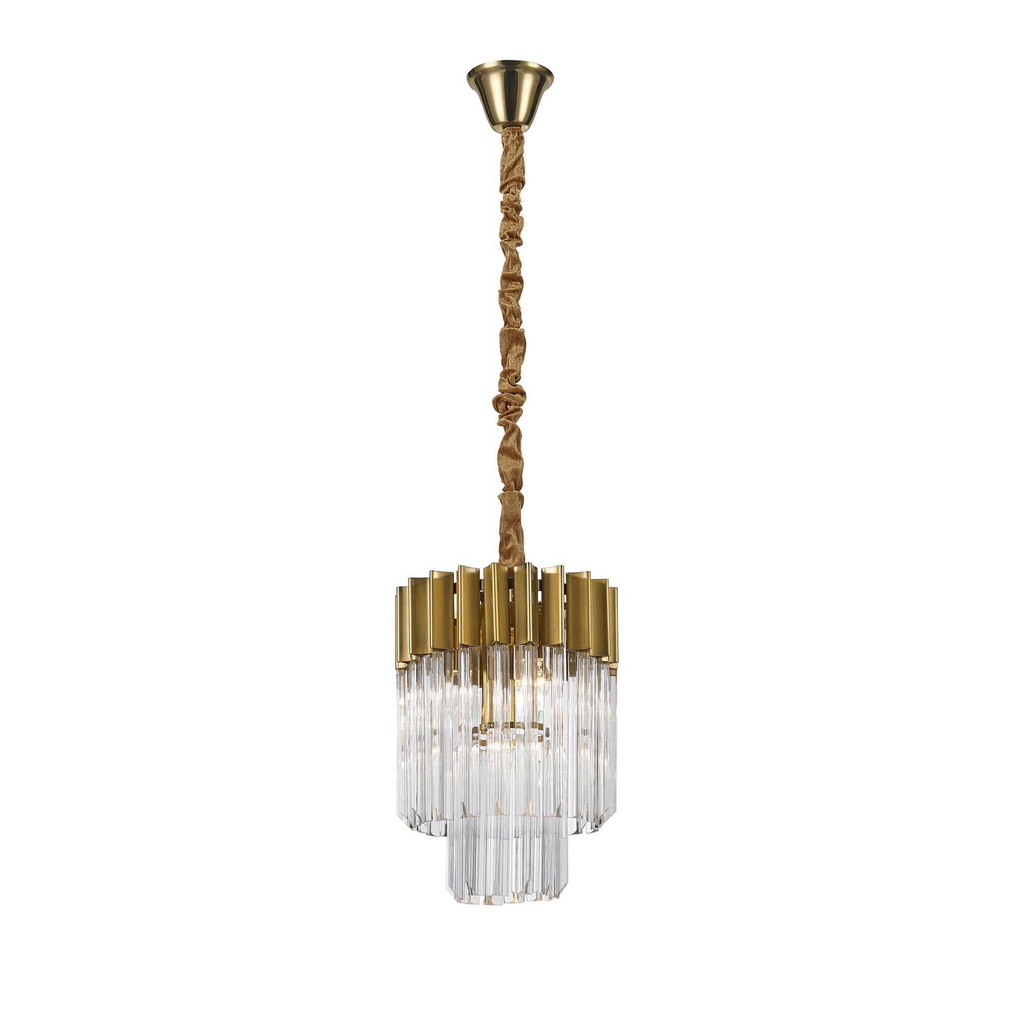 Fabula Cedar 4 Light Pendant - Brass & Clear Sculpted Glass