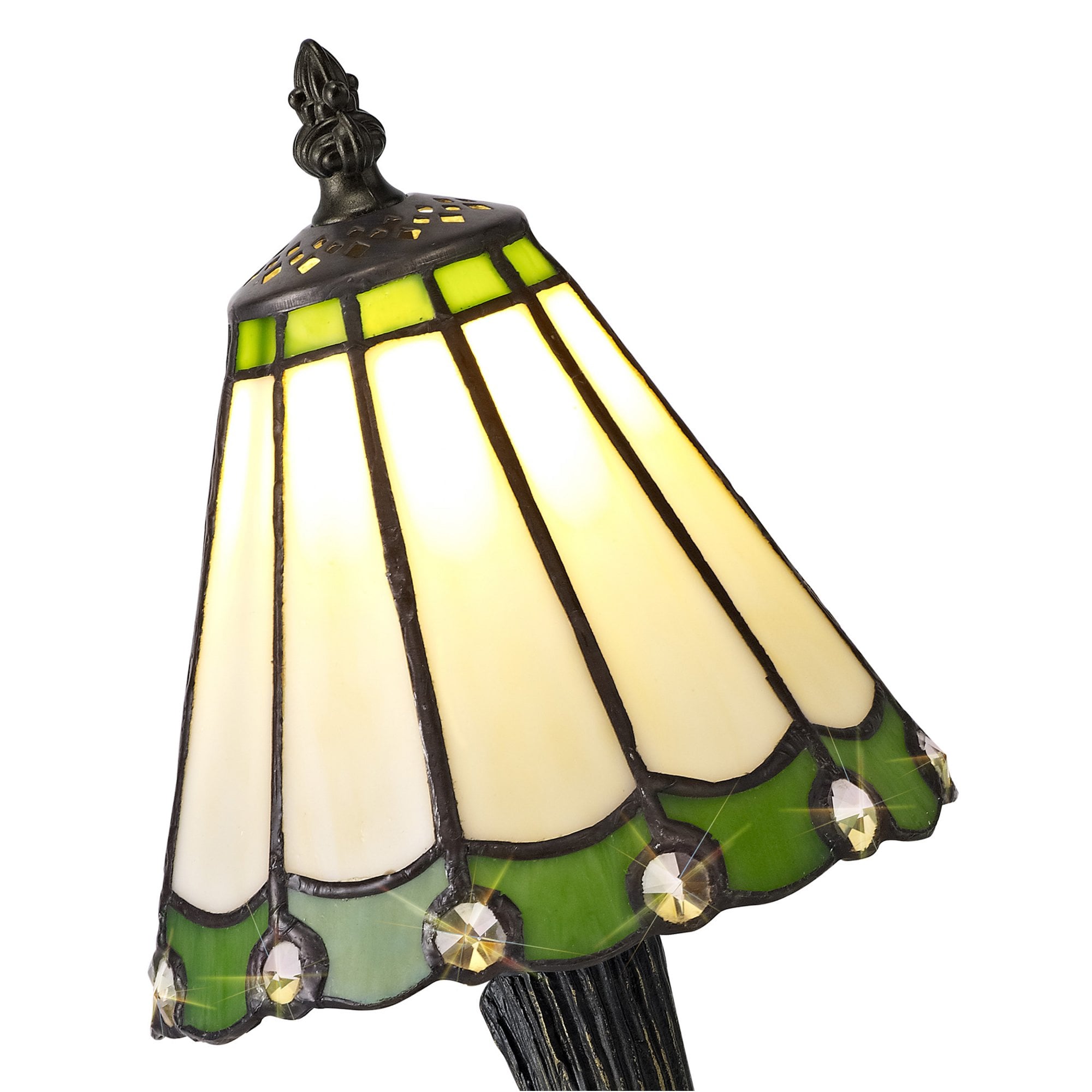 Fabula Amberley Tiffany Table Lamp - Green & Cream