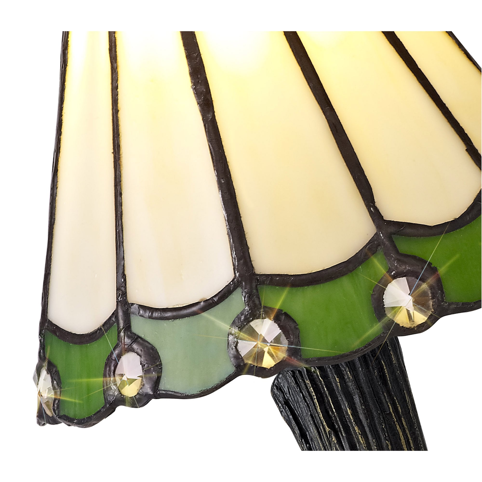 Fabula Amberley Tiffany Table Lamp - Green & Cream