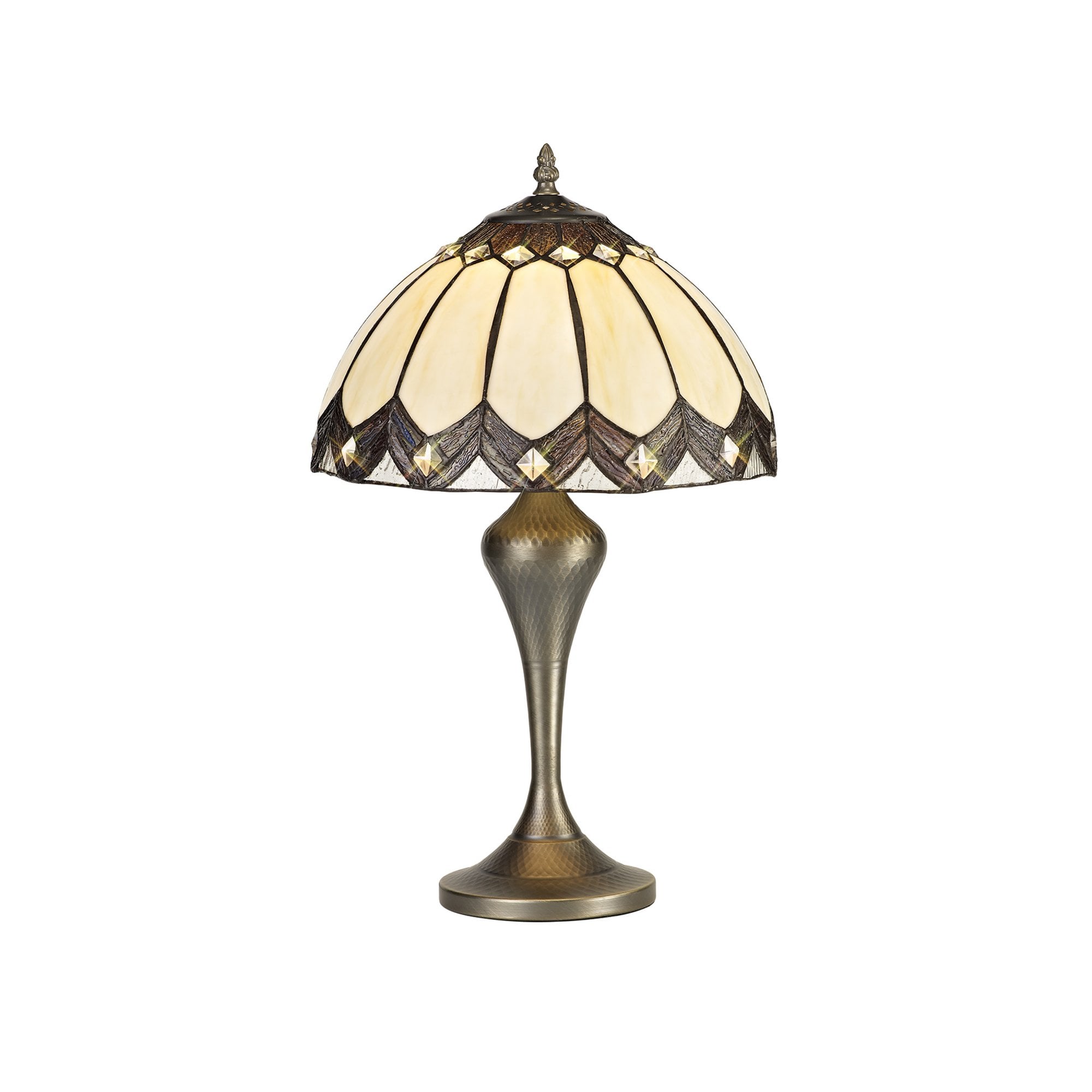 Fabula Orchard Tiffany Table Lamp - Cream & Brown Glass