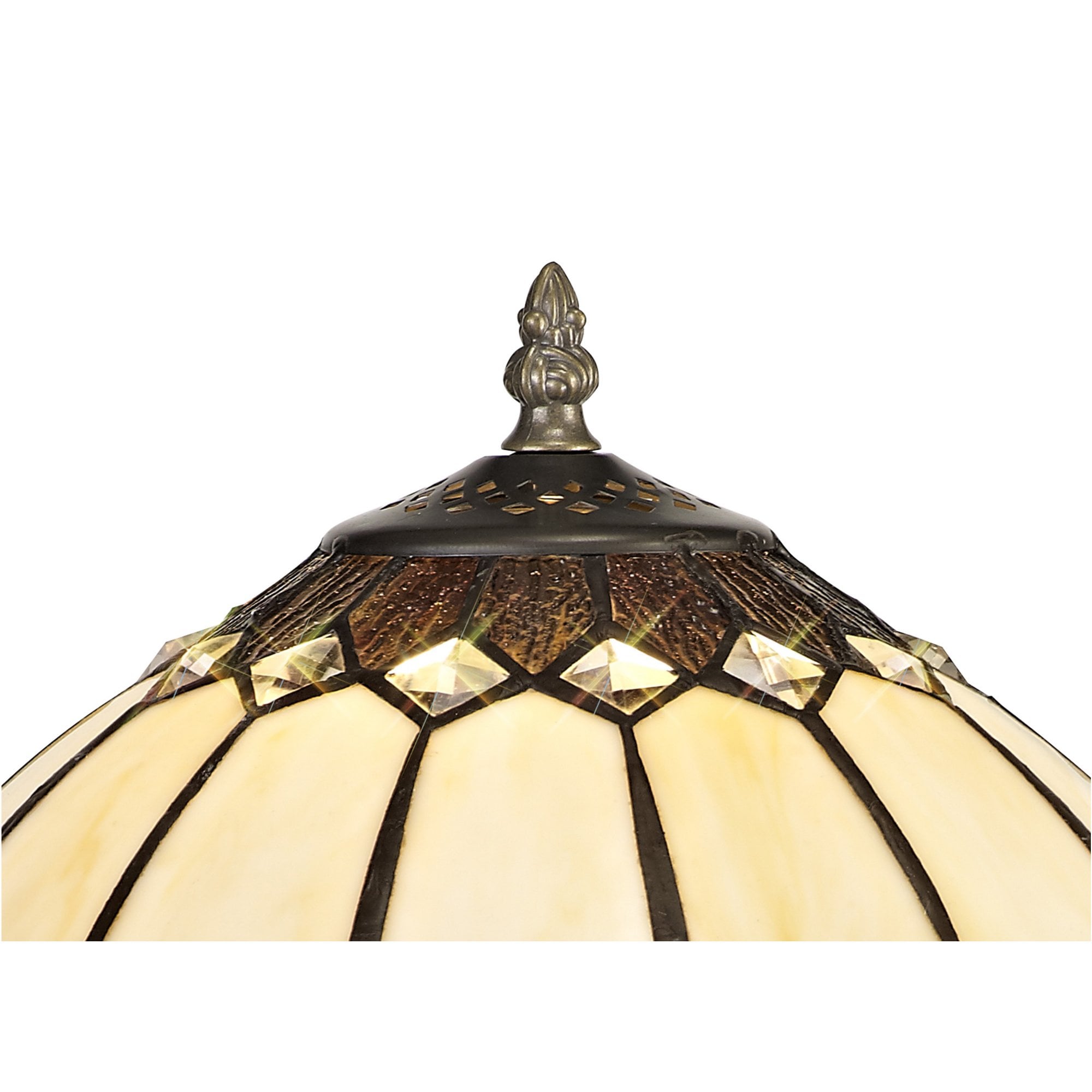 Fabula Orchard Tiffany Table Lamp - Cream & Brown Glass